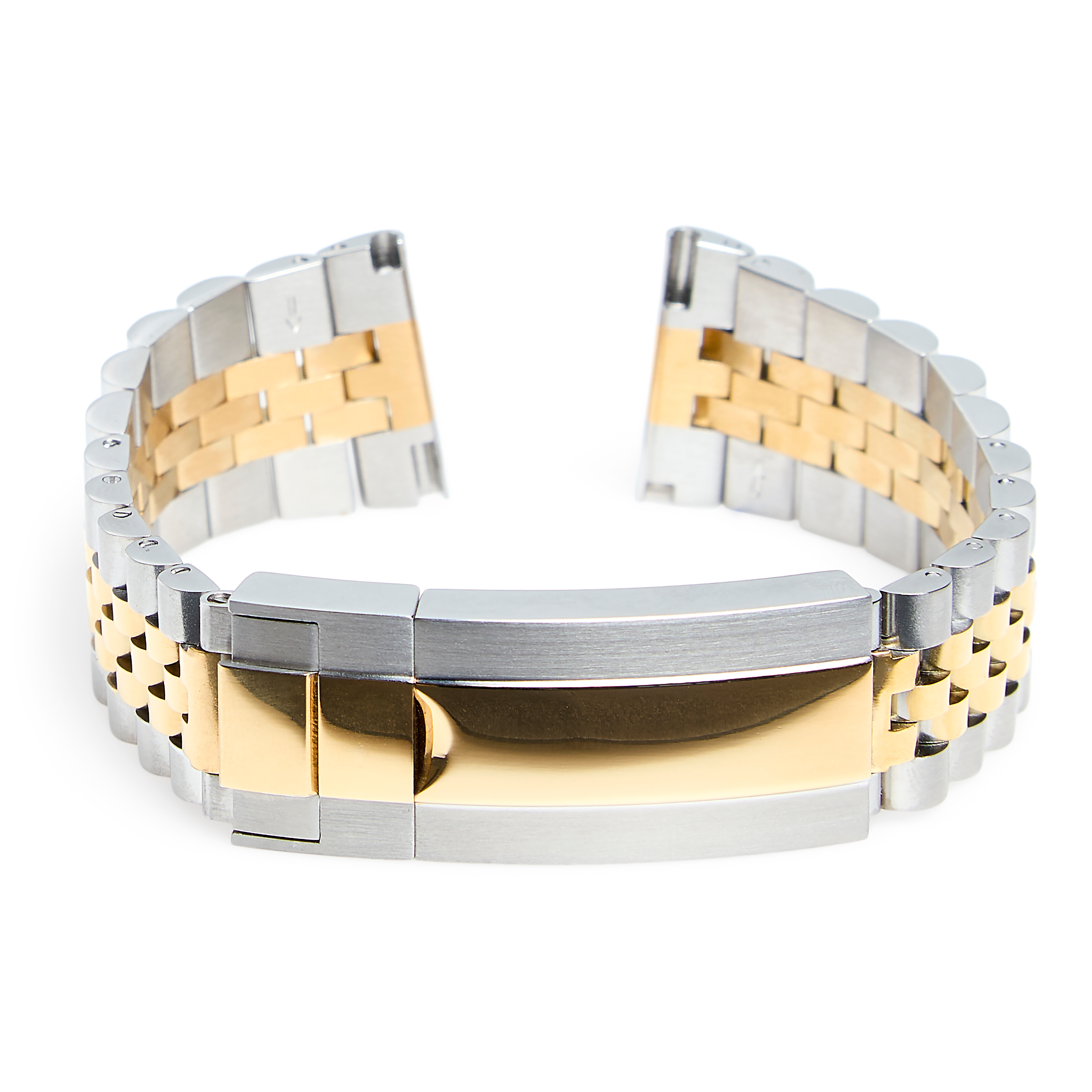 21mm Gold & Silver-Tone Stainless Steel Jubilee Watch Strap with Butterfly Clasp – Quick Release