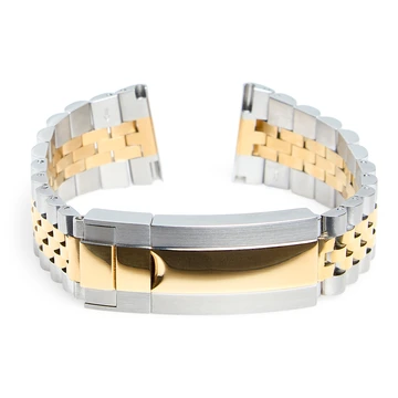 20 mm bransoleta Jubilee do zegarka ze stali nierdzewnej w kolorze złotym i srebrnym z zapięciem motylkowym – szybka w wymianie 20 mm bransoleta Jubilee do zegarka ze stali nierdzewnej w kolorze złotym i srebrnym z zapięciem motylkowym – szybka w wymianie
