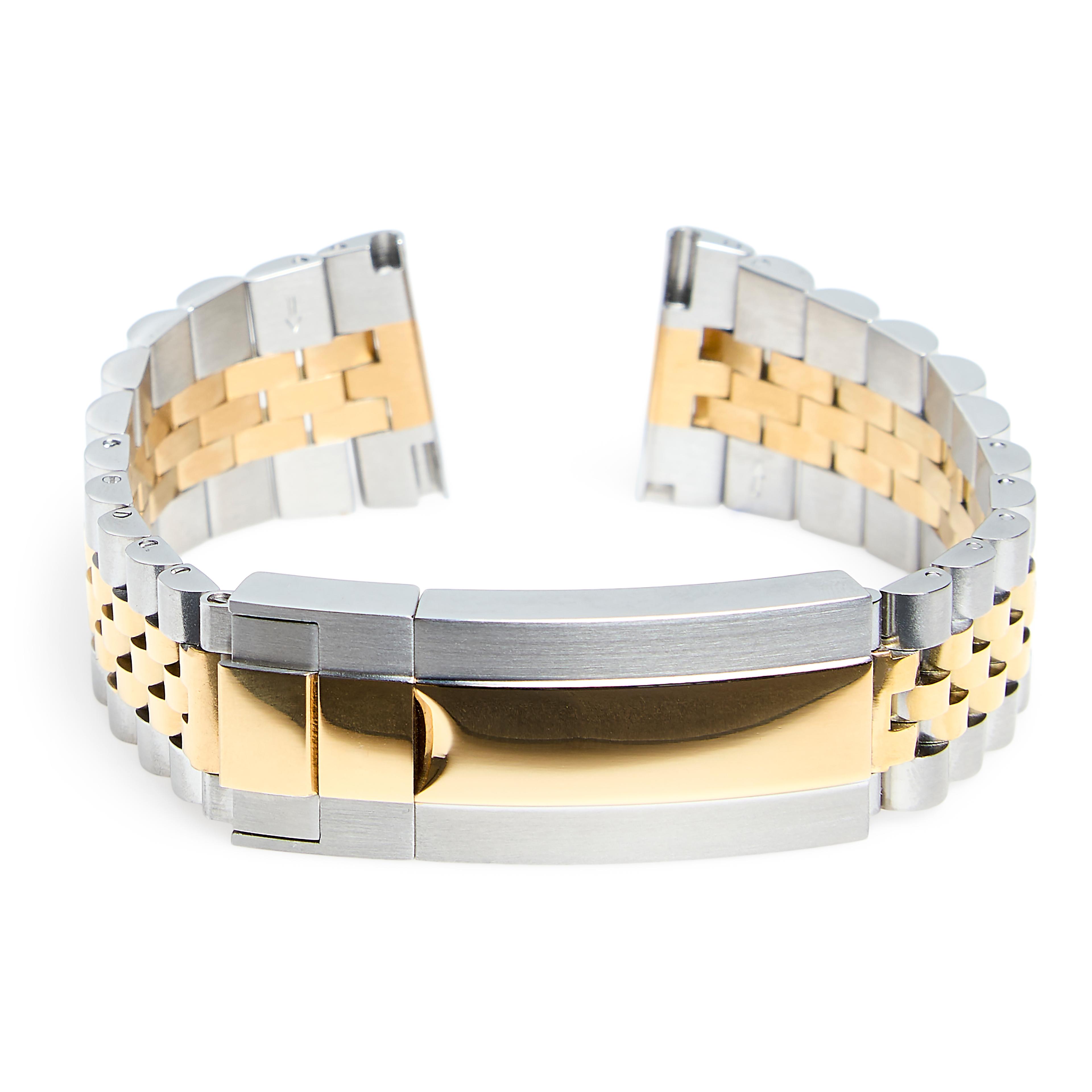 21mm Gold & Silver-Tone Stainless Steel Jubilee Watch Strap with Butterfly Clasp – Quick Release 21mm Gold & Silver-Tone Stainless Steel Jubilee Watch Strap with Butterfly Clasp – Quick Release