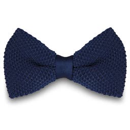 Navy Blue Knitted Pre-Tied Bow Tie