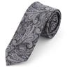 Cravatta in poliestere grigio e argento con motivo paisley