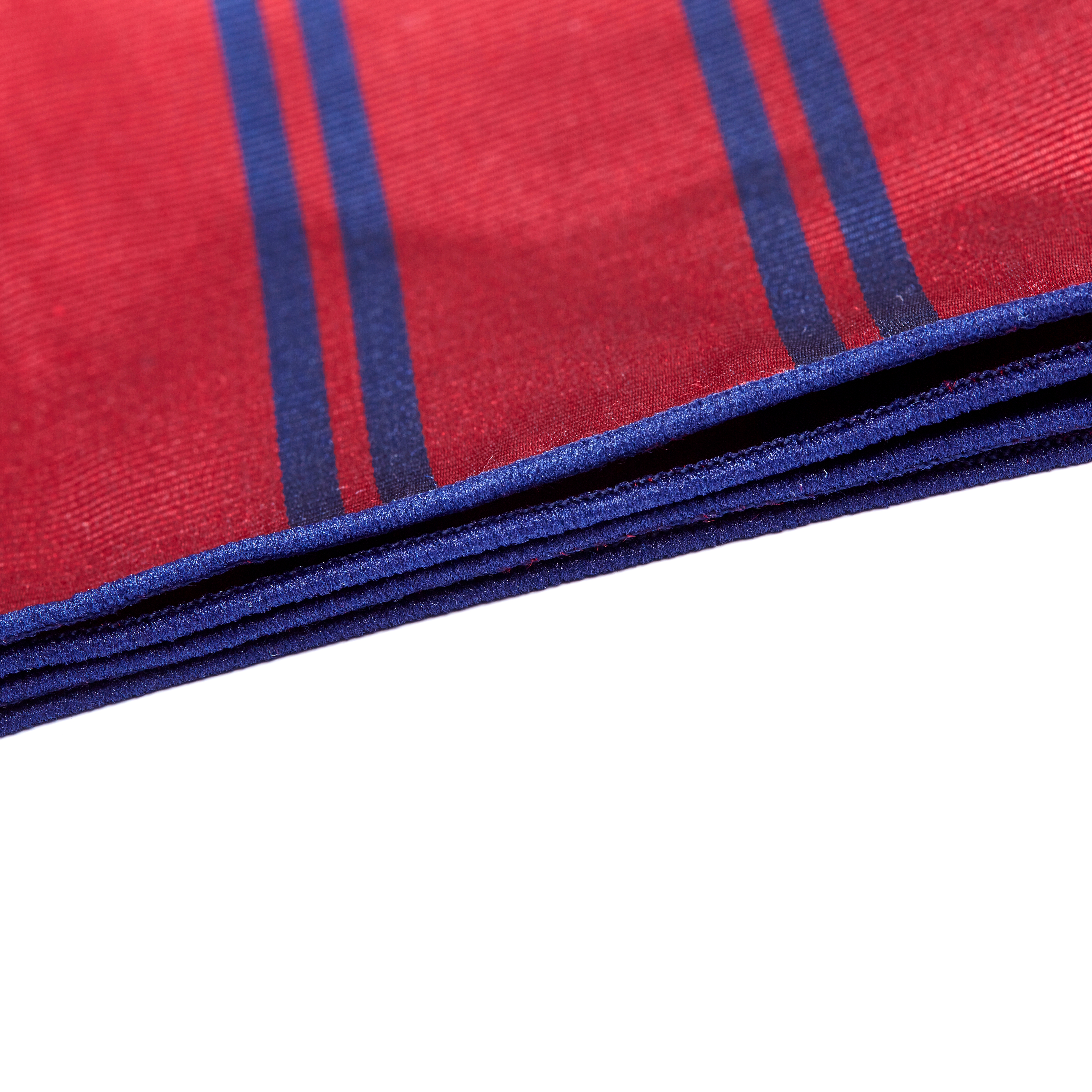 Red & Navy Blue Striped Silk Pocket Square - 2