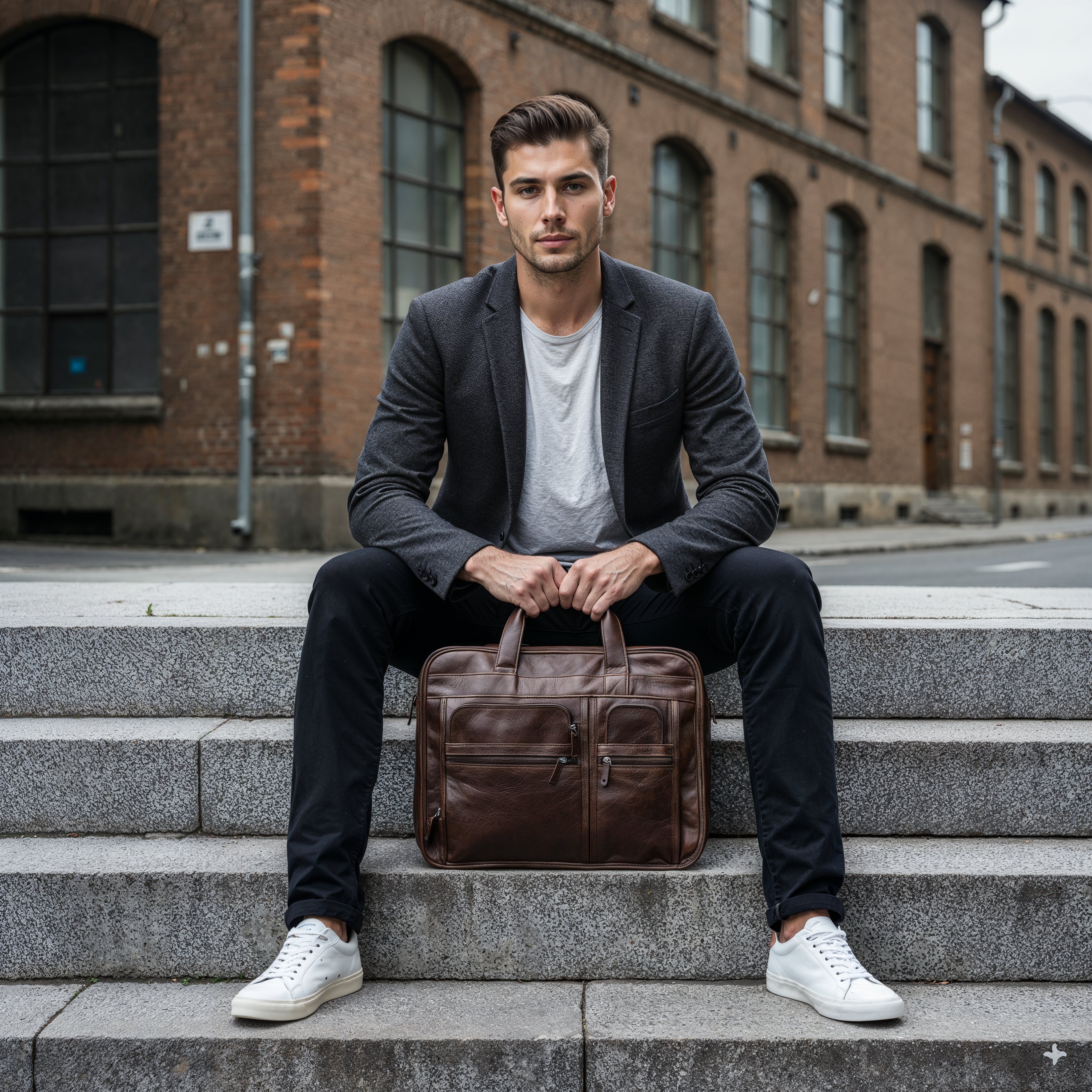 Cognackleurige Topline Lederen Tas  - 2