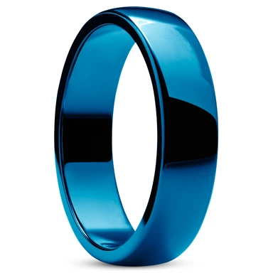 Ferrum | 6 mm Polished Blue Stainless Steel D-Shape Ring Ferrum | 6 mm Polished Blue Stainless Steel D-Shape Ring