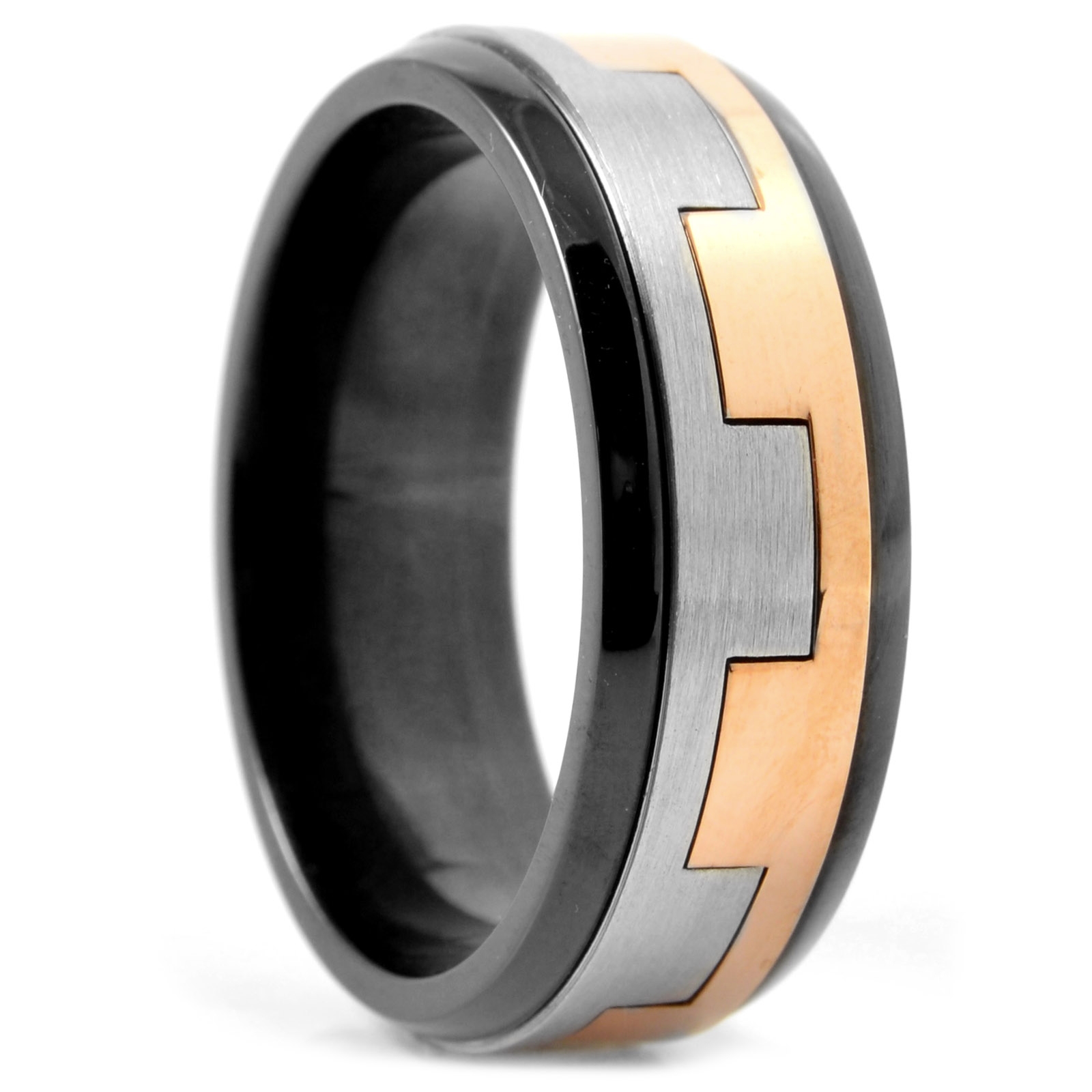 Ατσάλινο Δαχτυλίδι με Τετράγωνους Συνδέσμους - 1