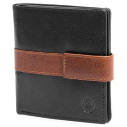 Montreal | Vertical Black & Tan RFID Leather Wallet