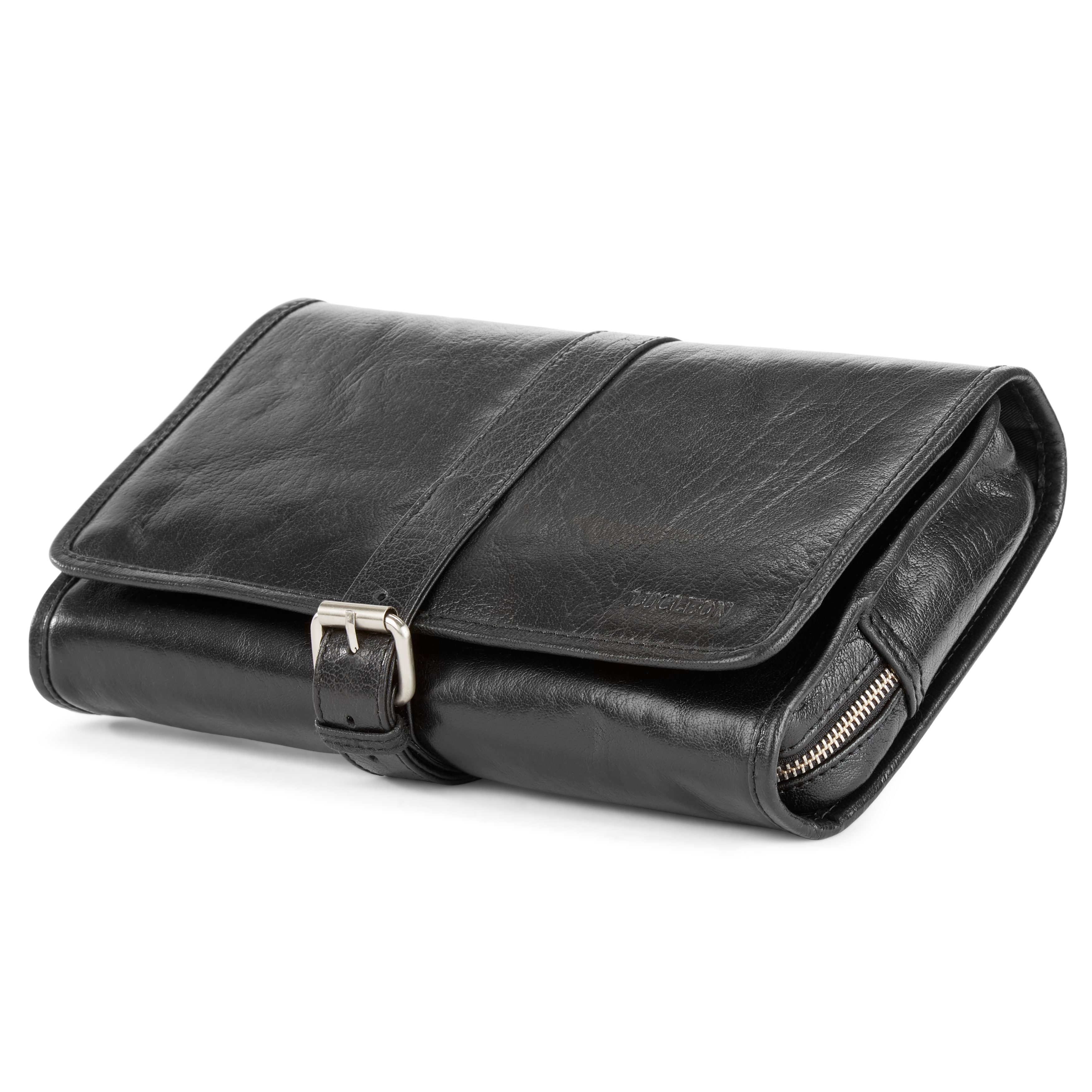 Czarna skórzana wisząca kosmetyczka California - 5