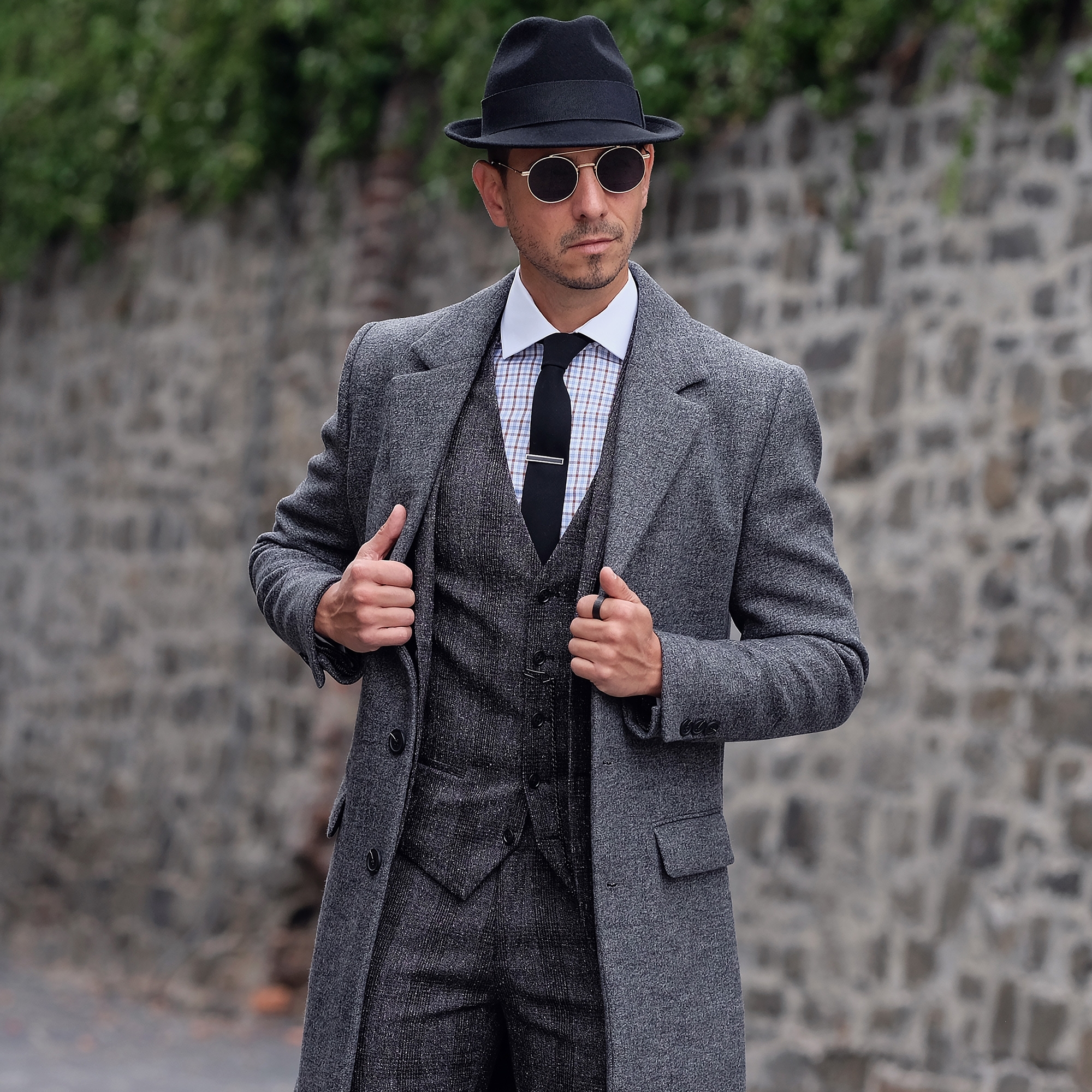 Black Slim Wool Tie - 5