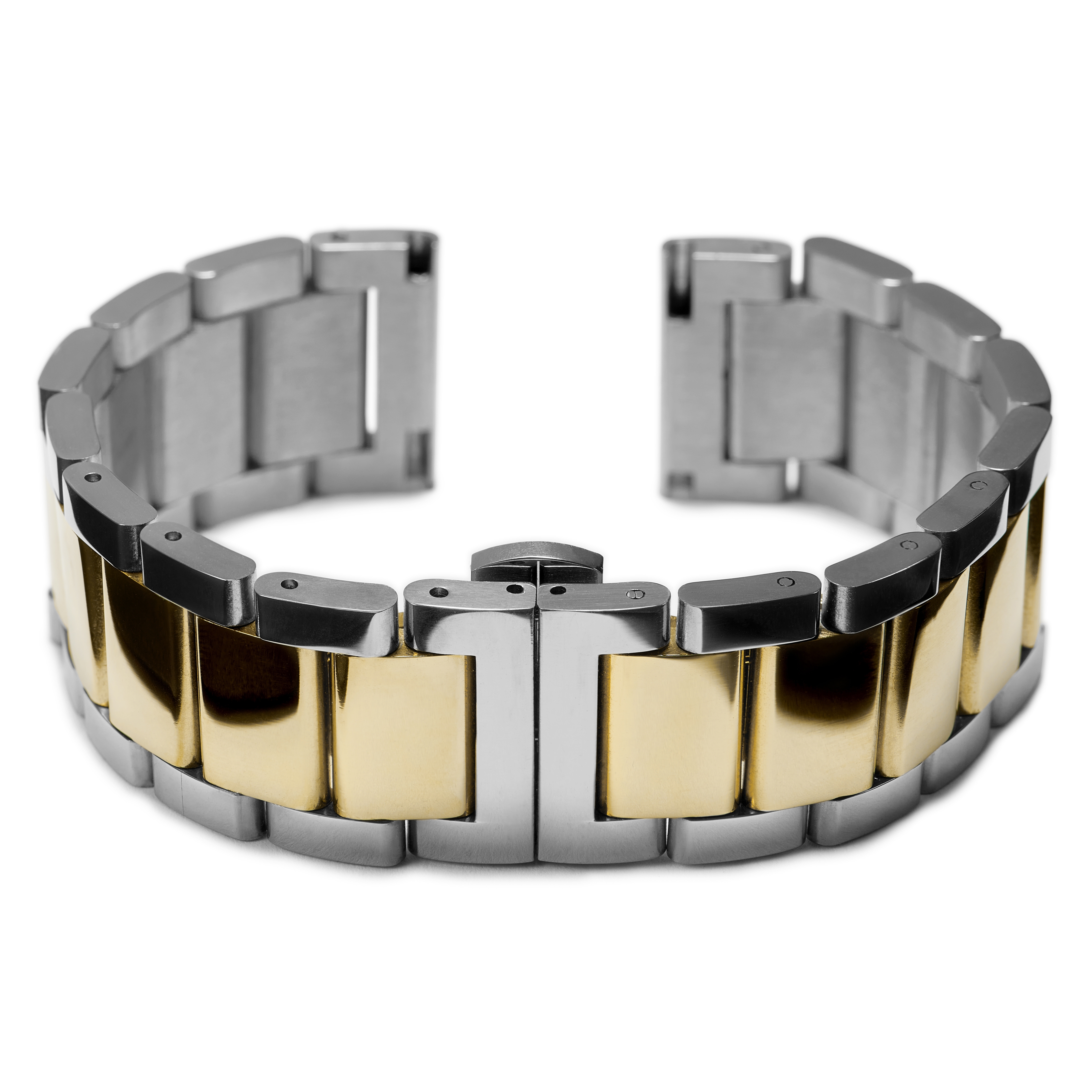 Uhrenarmband Edelstahl 21mm silberfarben & goldfarben - Schnellverschluss - 2