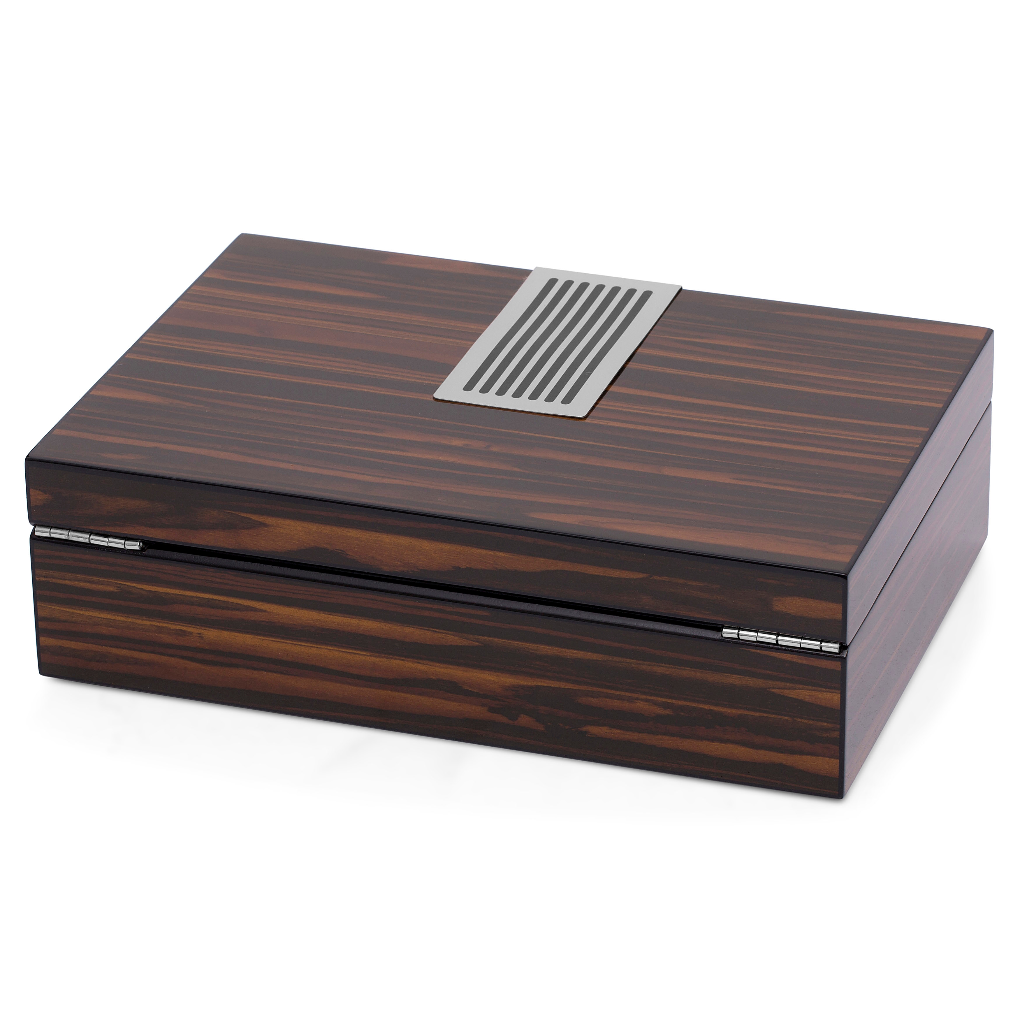 Ebony & Velvet Wooden Watch Box - 8 Watches - 3