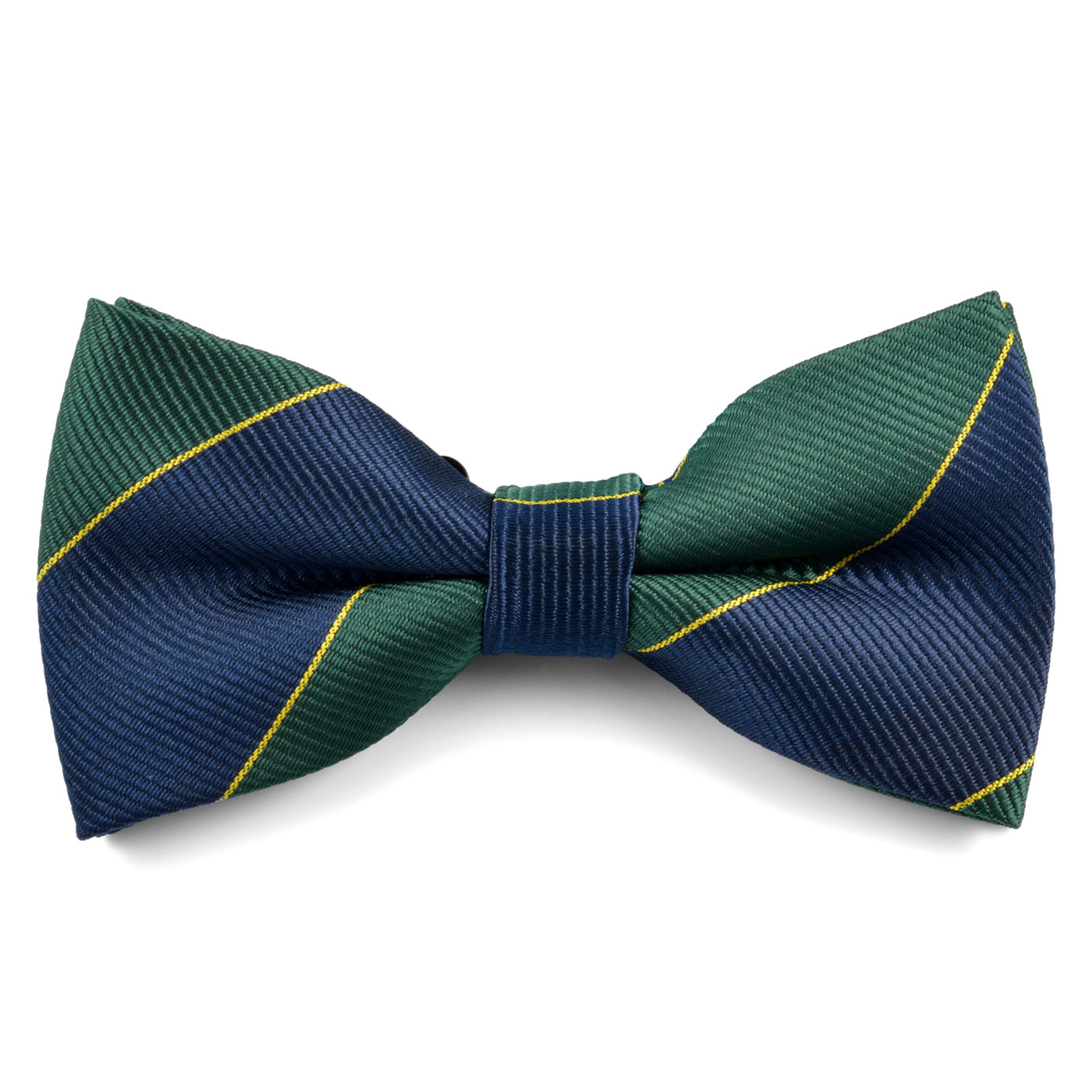 Marineblauw/Groen Gestreepte Vlinderdas - 1