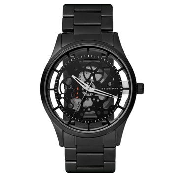 Phantom | Black Stainless Steel Skeleton Watch With Black Dial