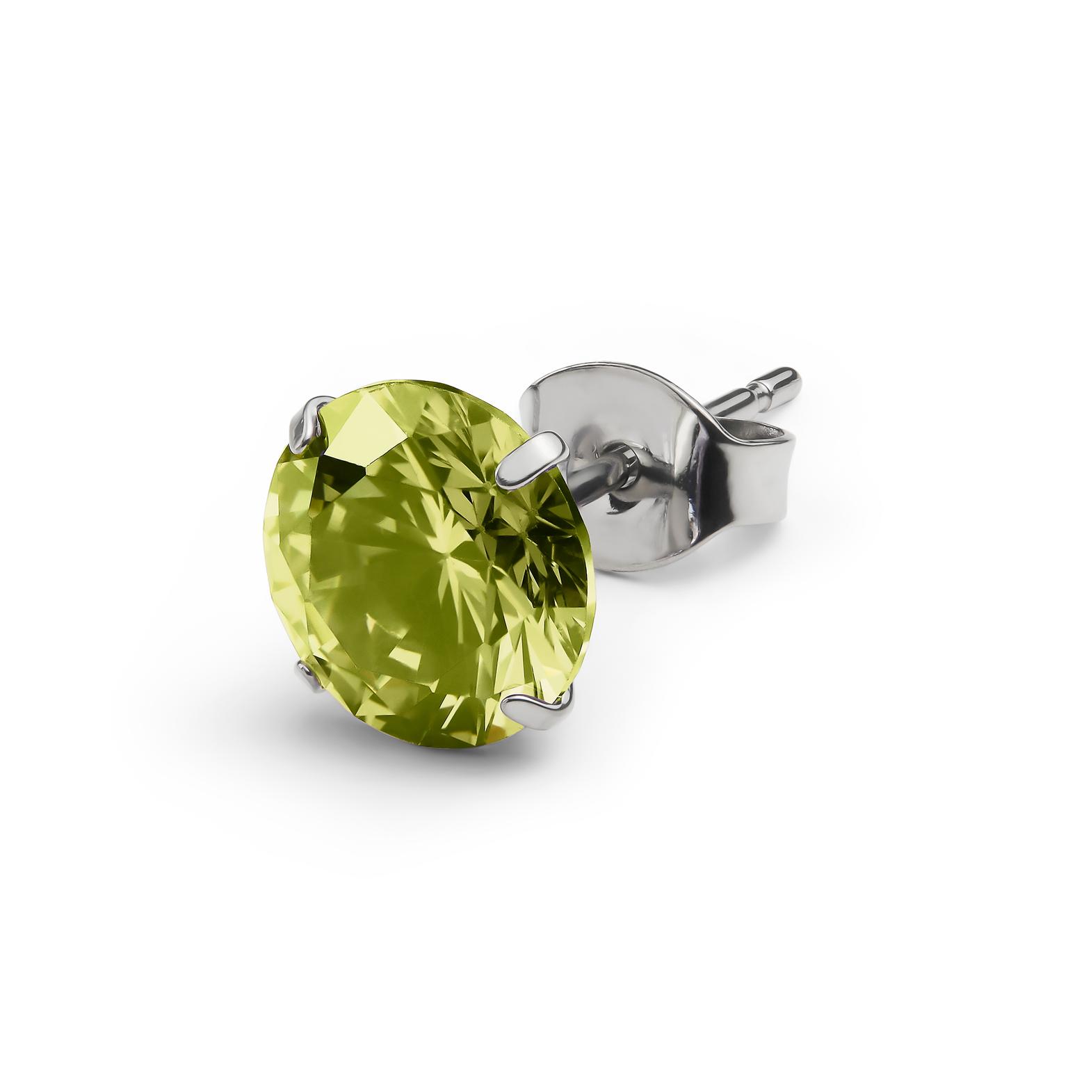 Aura | 8mm Titanium Peridot Green Zirconia Stud Earring Aura | 8mm Titanium Peridot Green Zirconia Stud Earring
