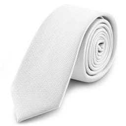 Cravatta skinny da 6 cm bianca con motivo gros-grain