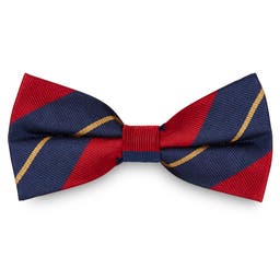Burgundy, Navy Blue and Golden Silk Pre-Tied Bow Tie