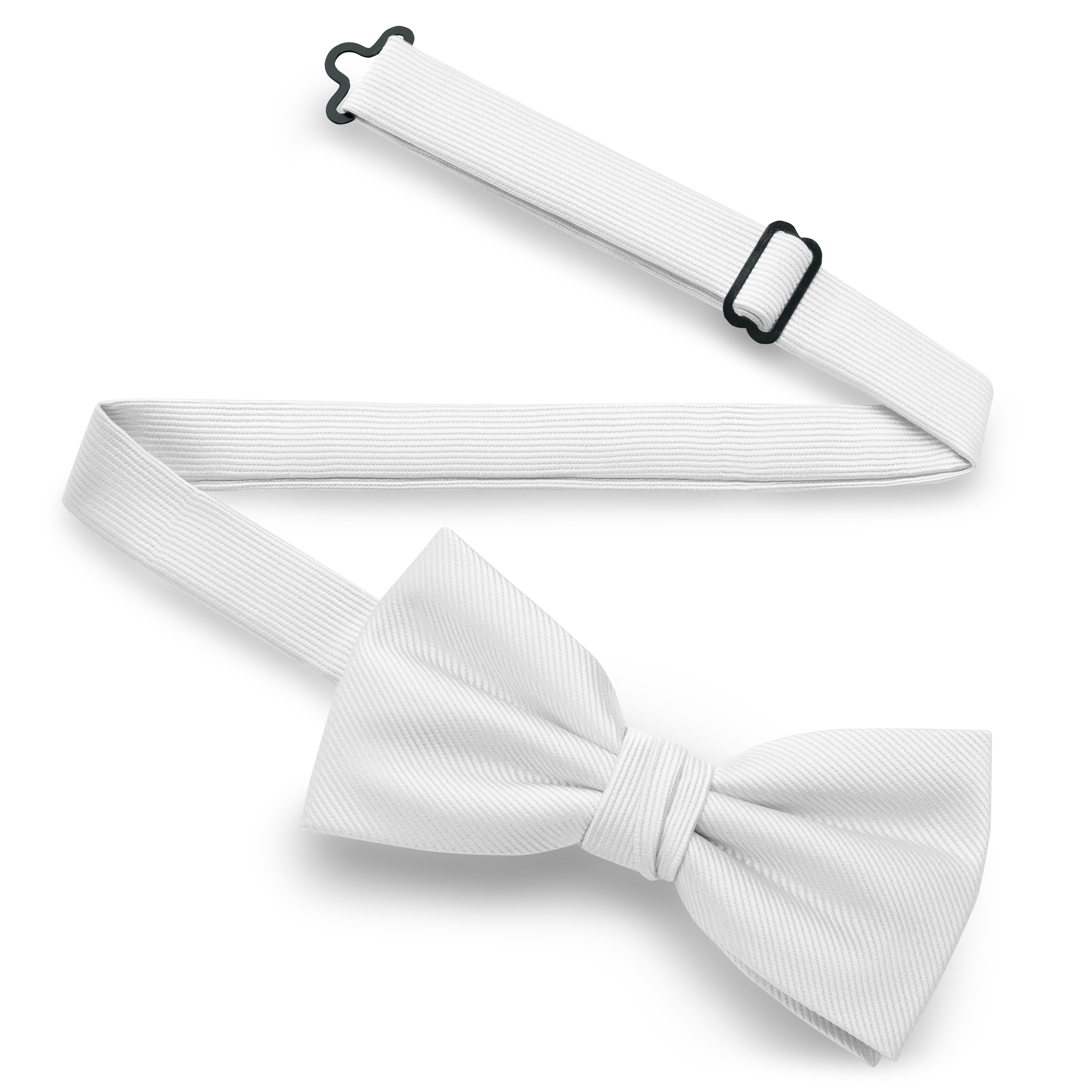 Nœud papillon pré-noué en tissu gros-grain blanc - 3