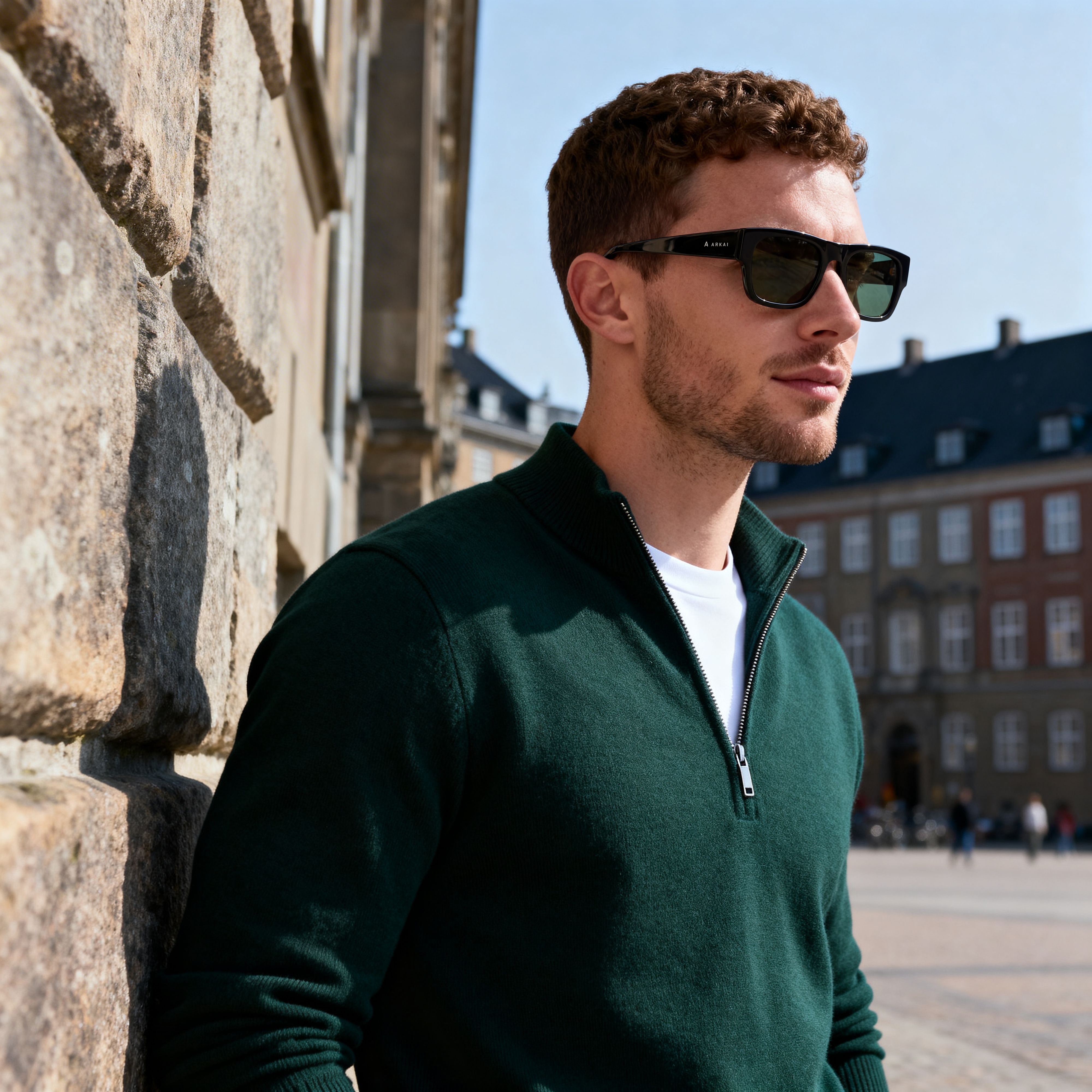 Spectrum | Schwarze & grüne rechteckige Sonnenbrille - 4
