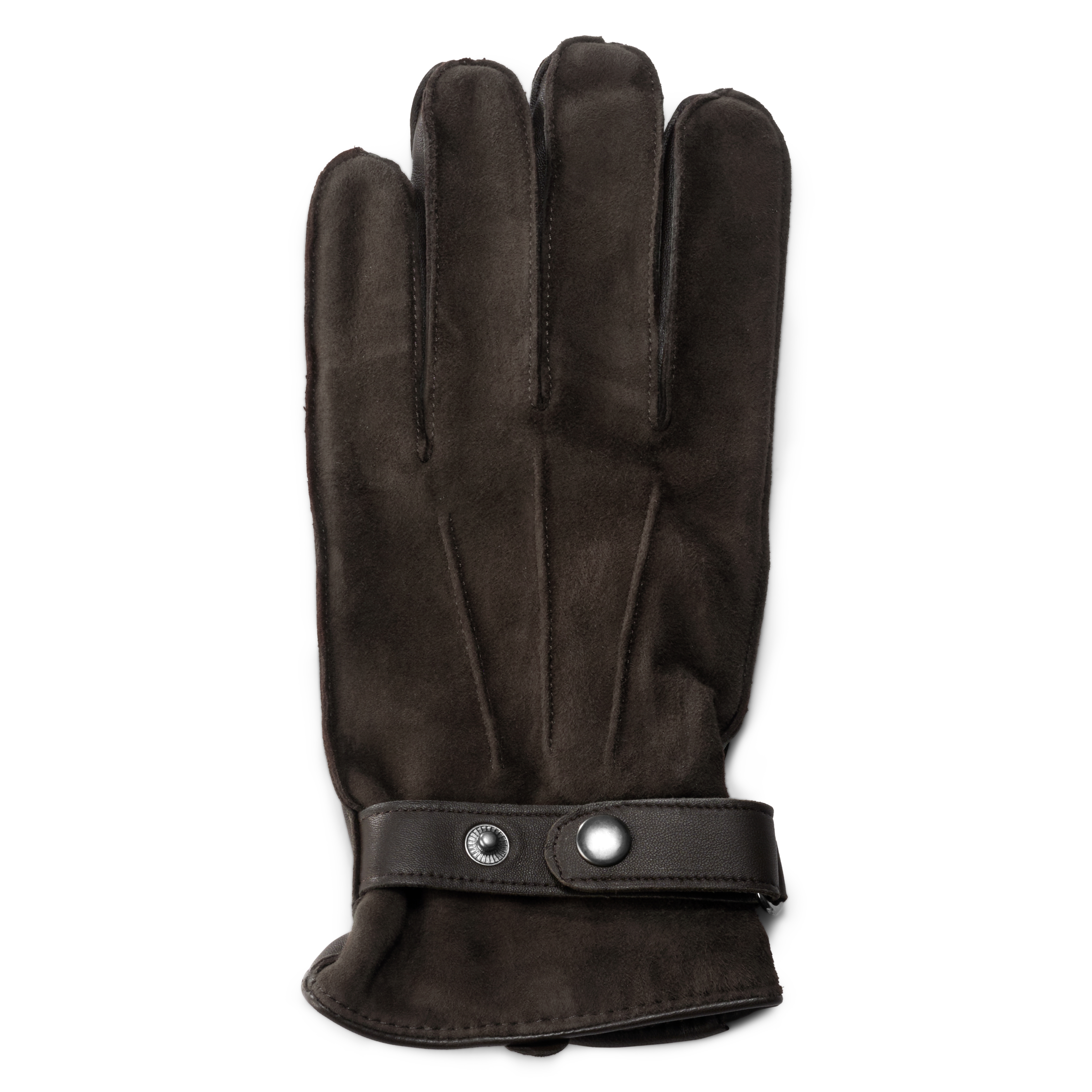 Dark Brown Sheep Leather & Suede Gloves - 3