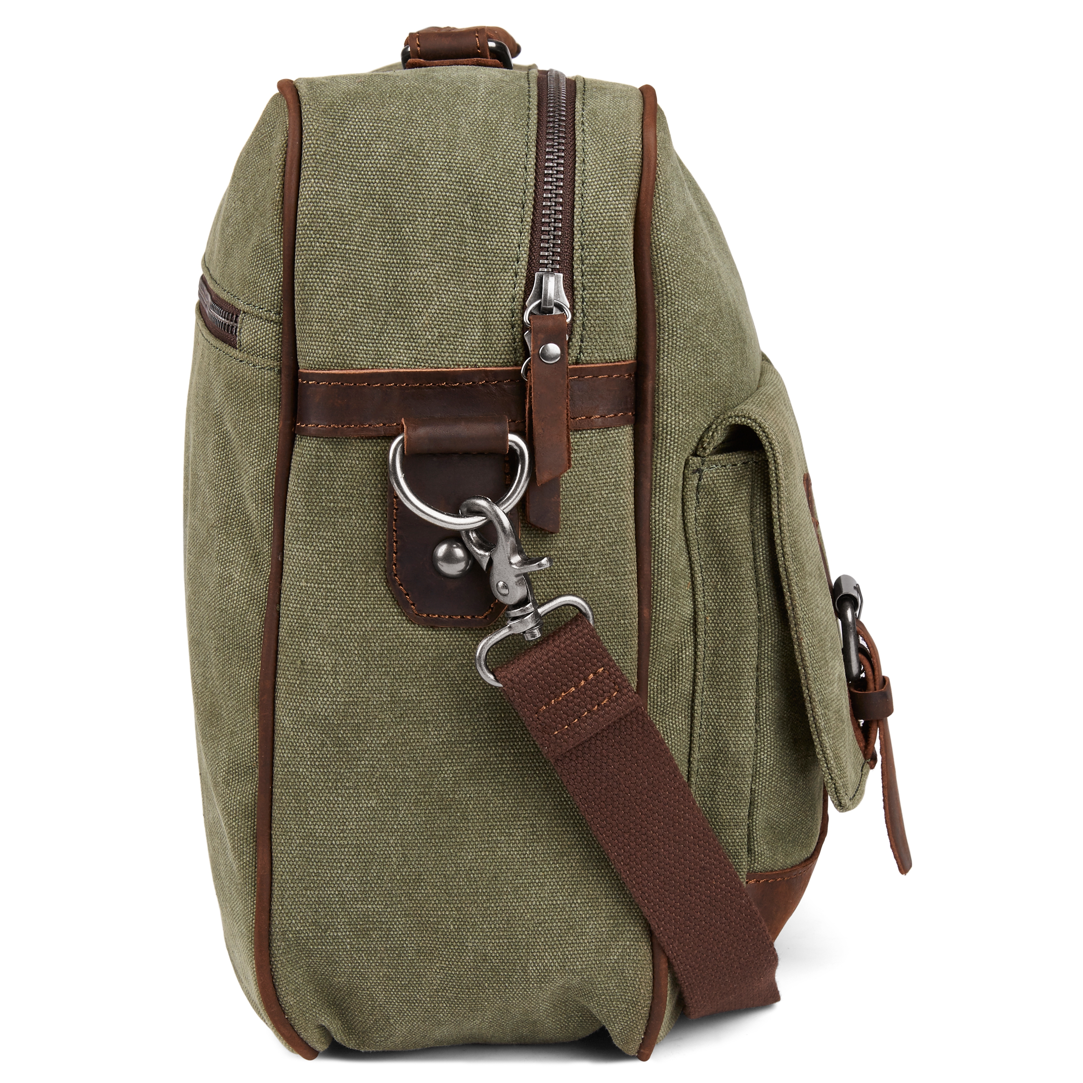 Simon Green & Brown Canvas Messenger Bag - 5