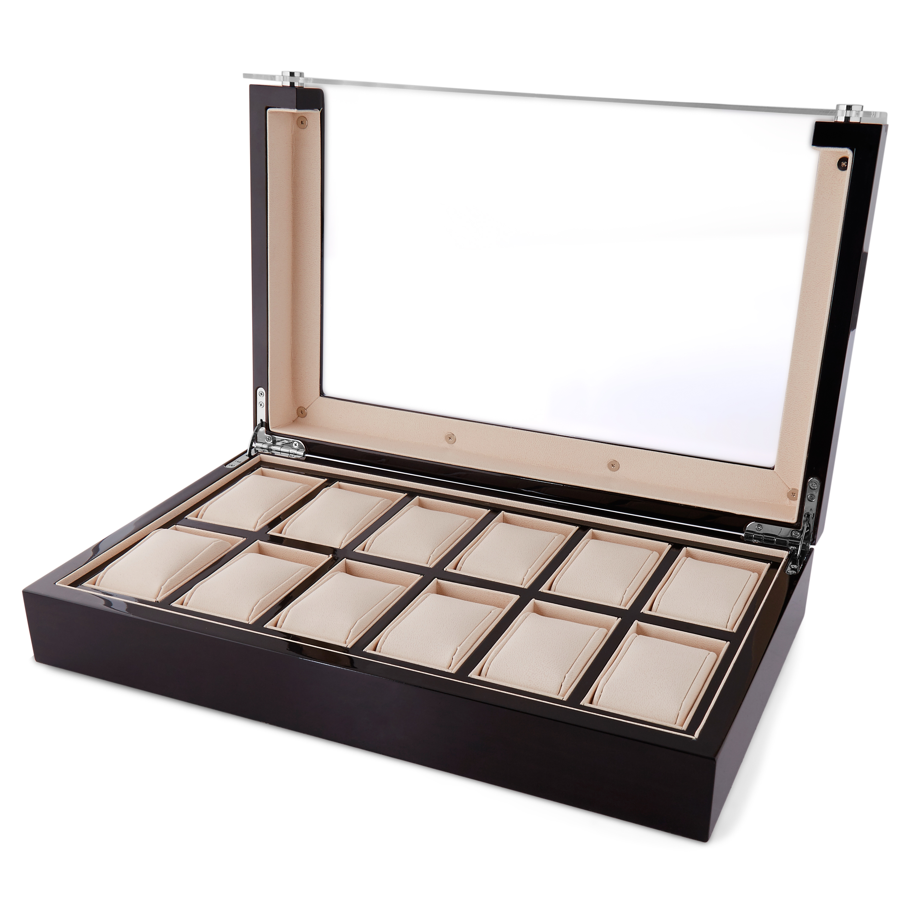 Grote Ebbenhouten Horlogekast met Groot Display - 12 horloges - 2