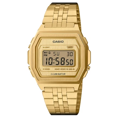 Casio Vintage A1000G-9EF goudkleurig digitaal horloge van roestvrij staal Casio Vintage A1000G-9EF goudkleurig digitaal horloge van roestvrij staal