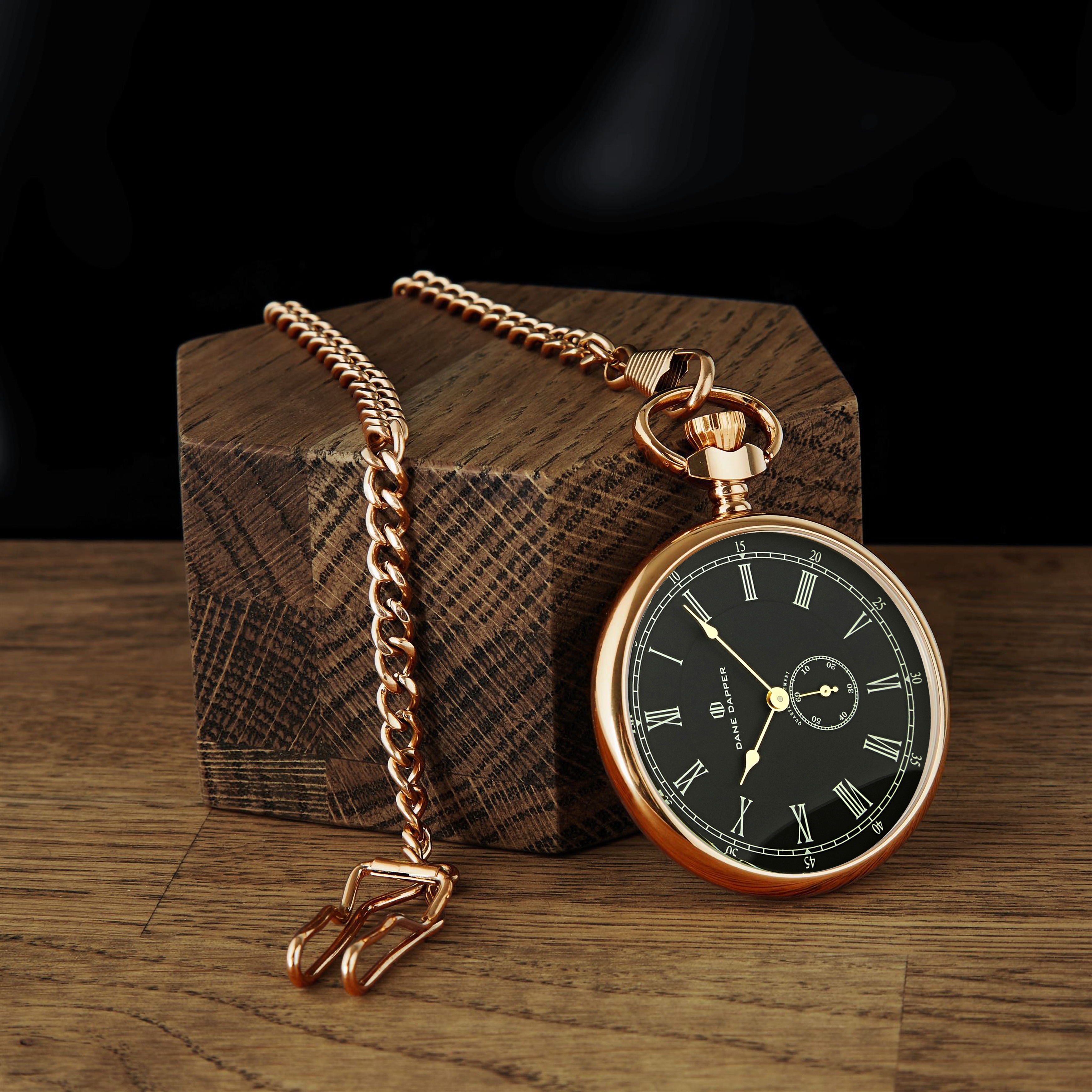 Rosegold-Toned & Black Time Keeper Pocket Watch - 4