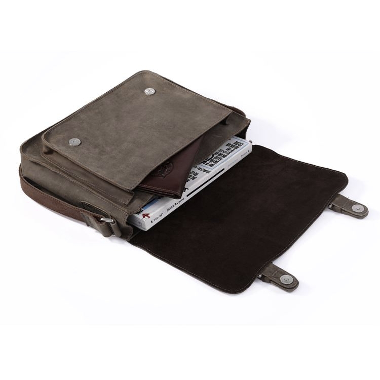 Elegancka skórzana aktówka w kolorze khaki - 6