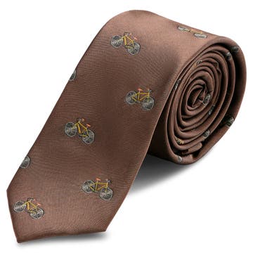 Brown Skinny Tie with Bicycles Brown Skinny Tie with Bicycles