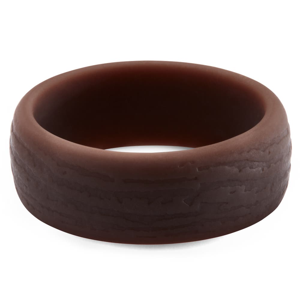 hover: Brown Silicone Ring with Bark Texture hover: Brown Silicone Ring with Bark Texture