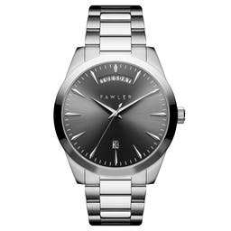 Eric | Сиво-сребрист стоманен часовник с ден и дата