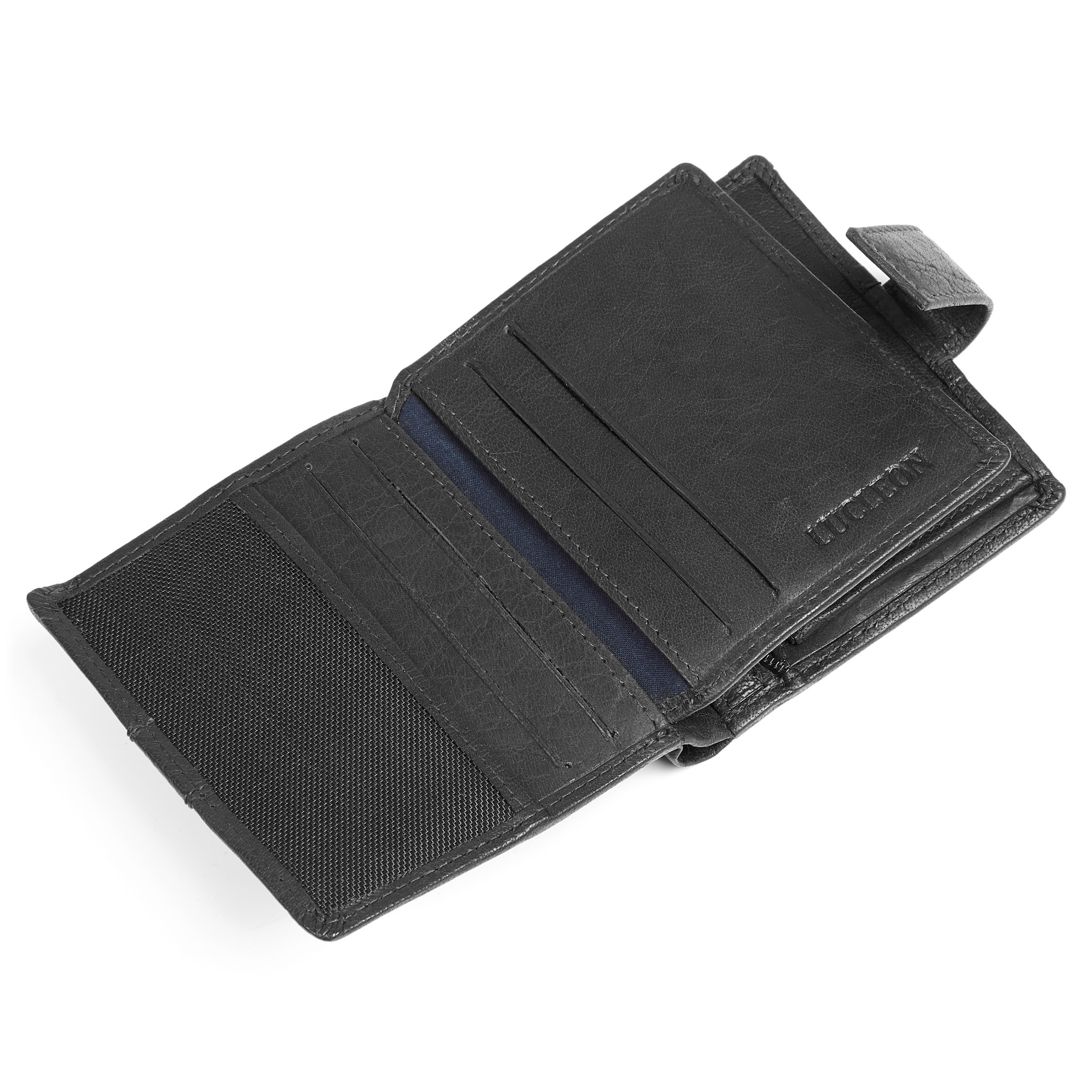 Montreal Vertical Black RFID Leather Wallet - 8