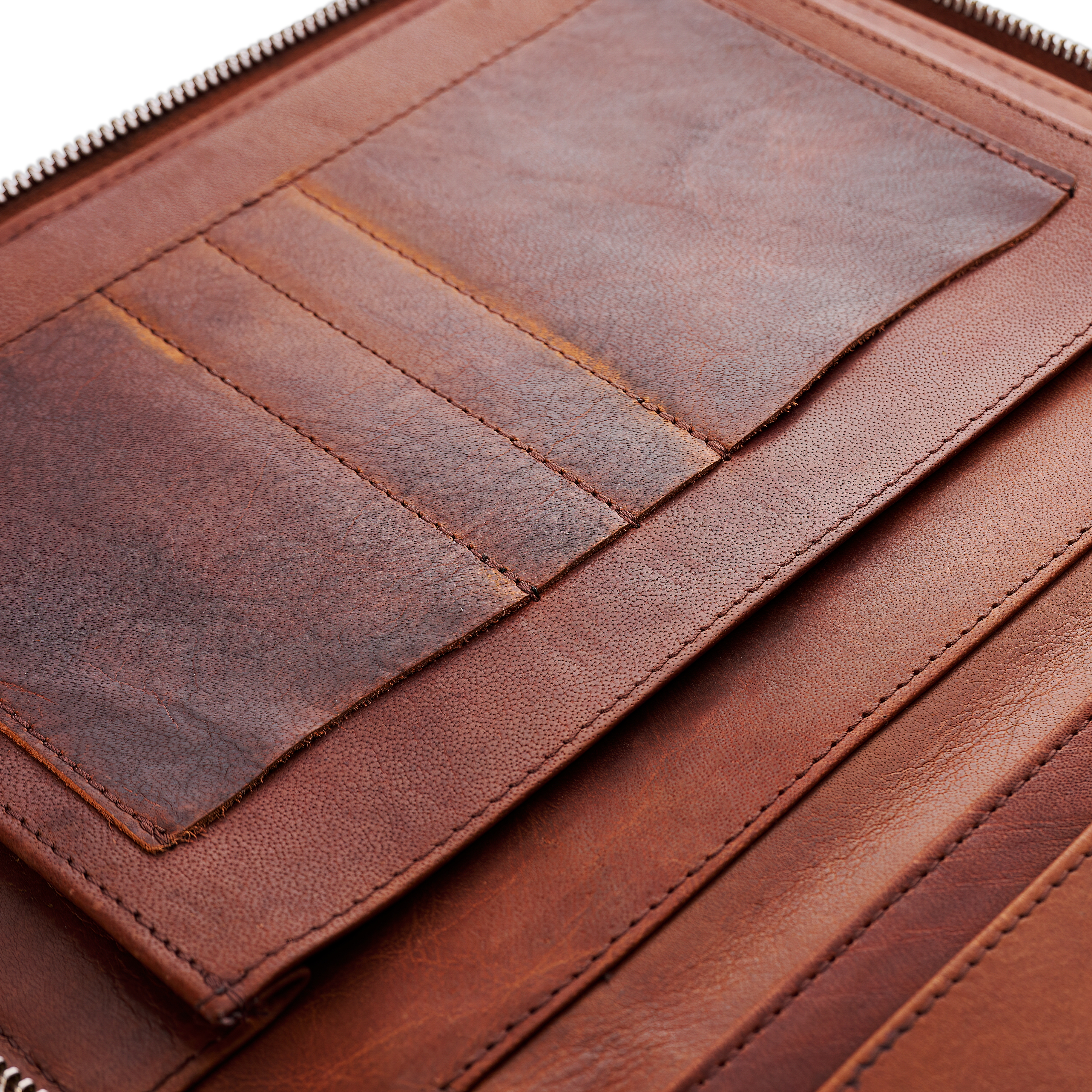 Copertă reutilizabilă din piele de bivol cafenie pentru caiet sau jurnal cu fermoar - 5