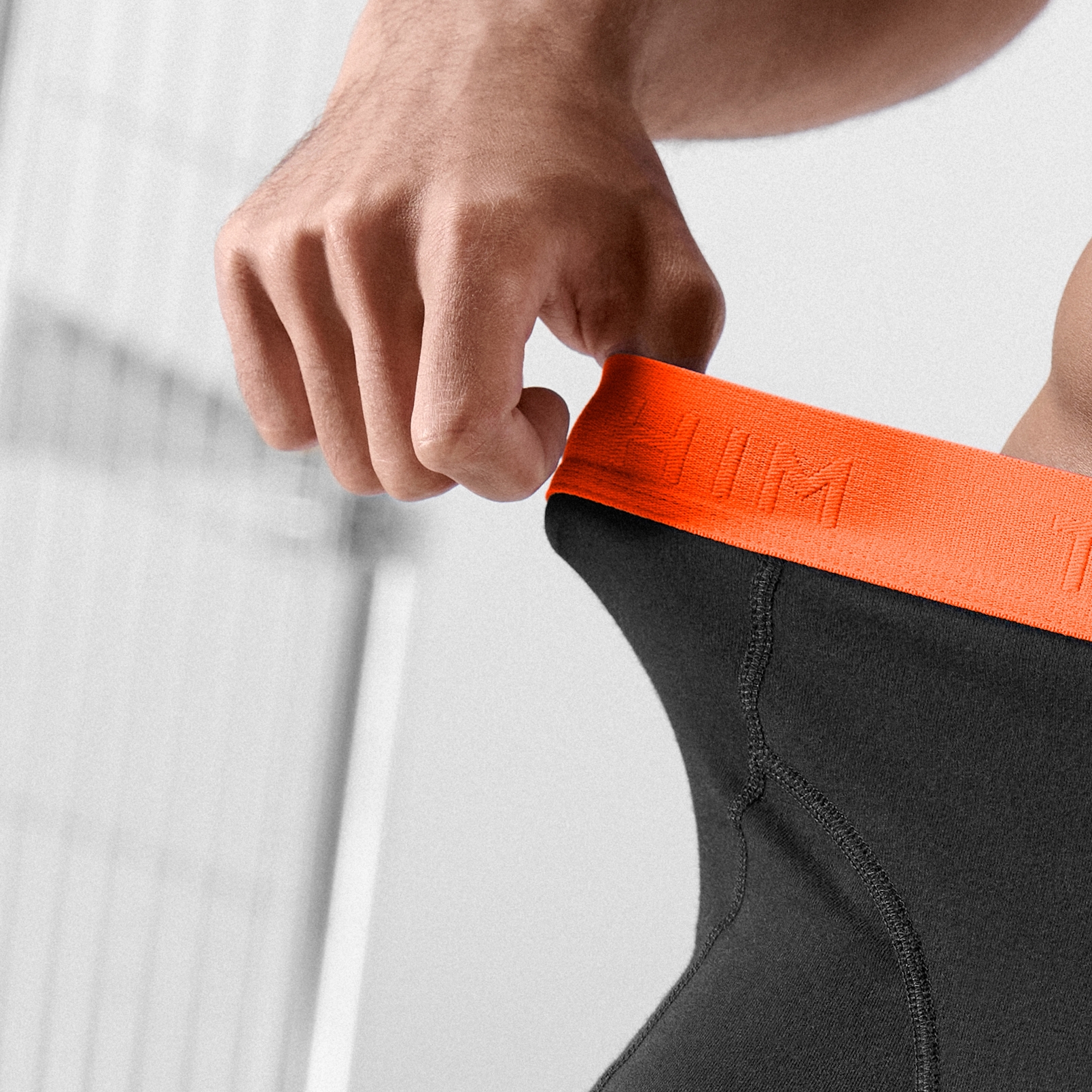 S - FlexFeel | Lot de 3 boxers noirs en coton avec ceinture élastique orange fluo - 6