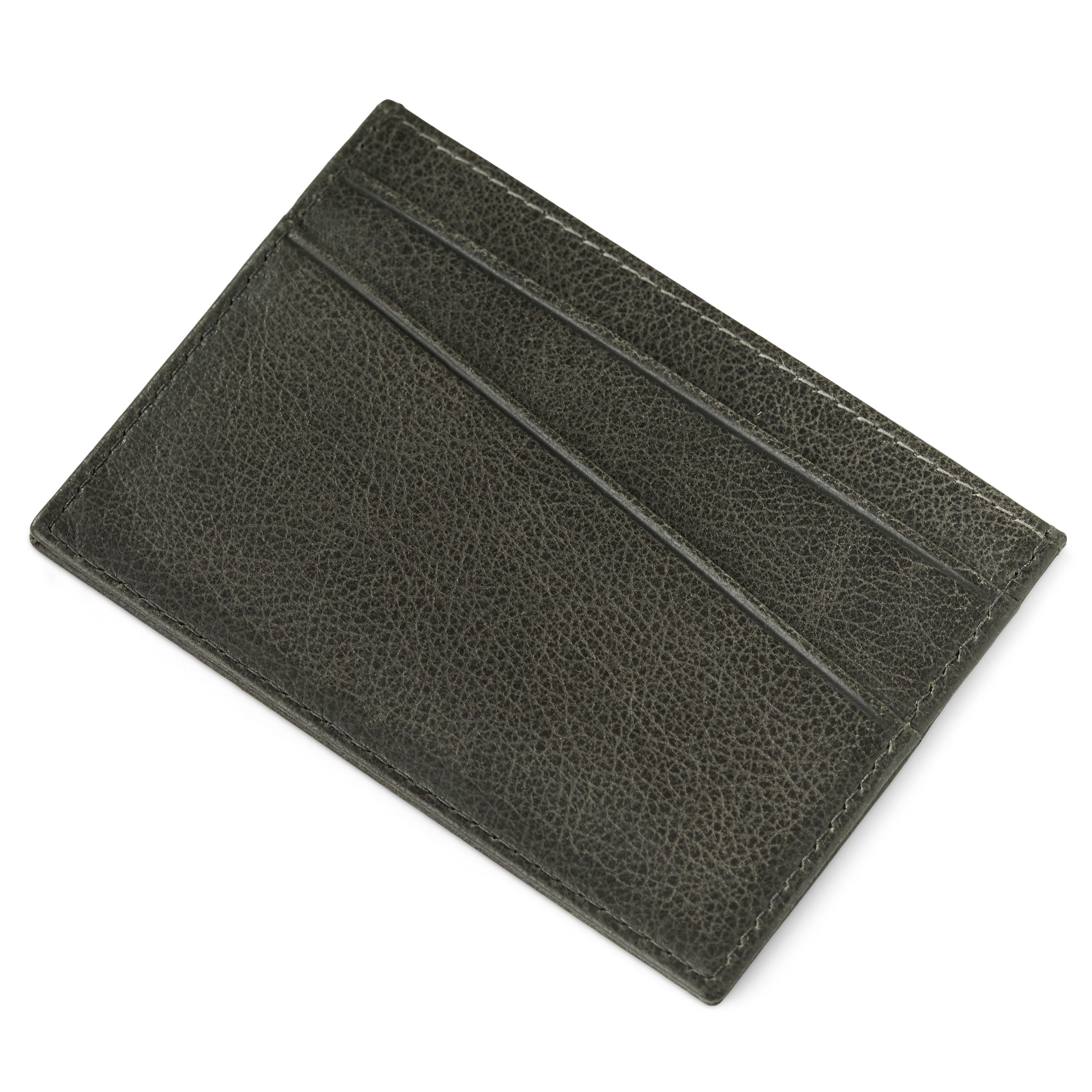 Brązowo-szare skórzane mini etui na karty RFID Licio - 5