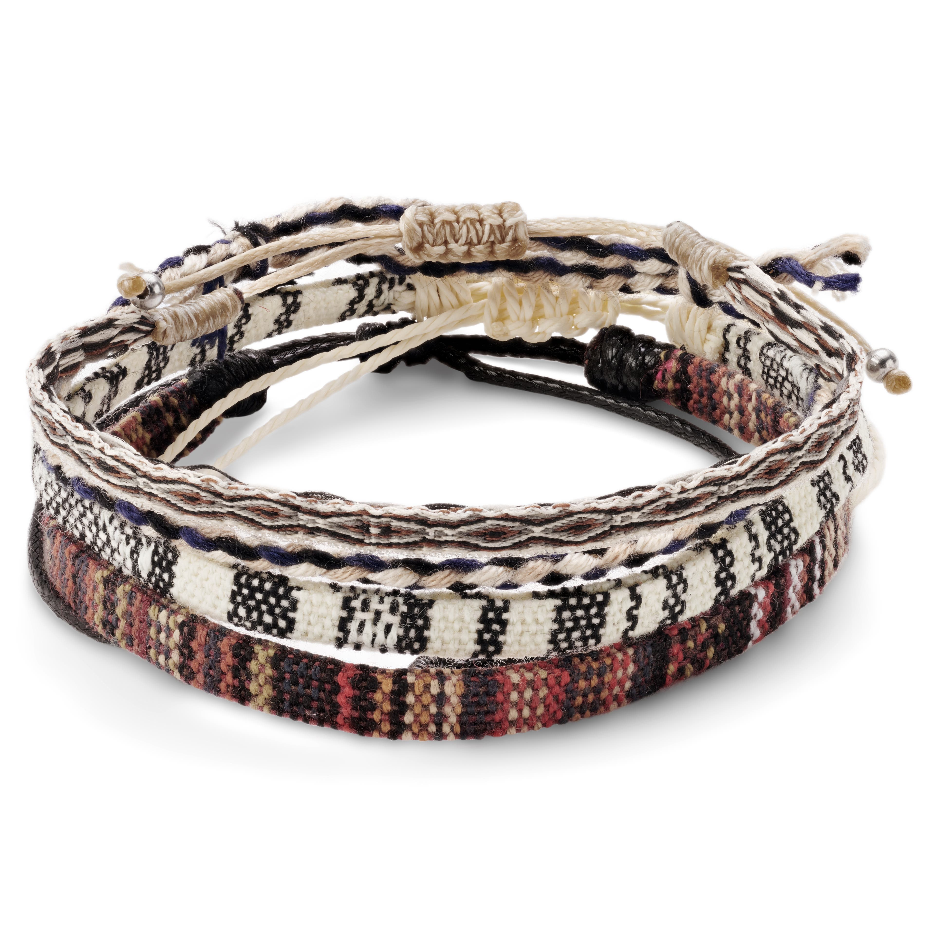 Piros és fehér többszínű textil szörfös karkötő Piros és fehér többszínű textil szörfös karkötő