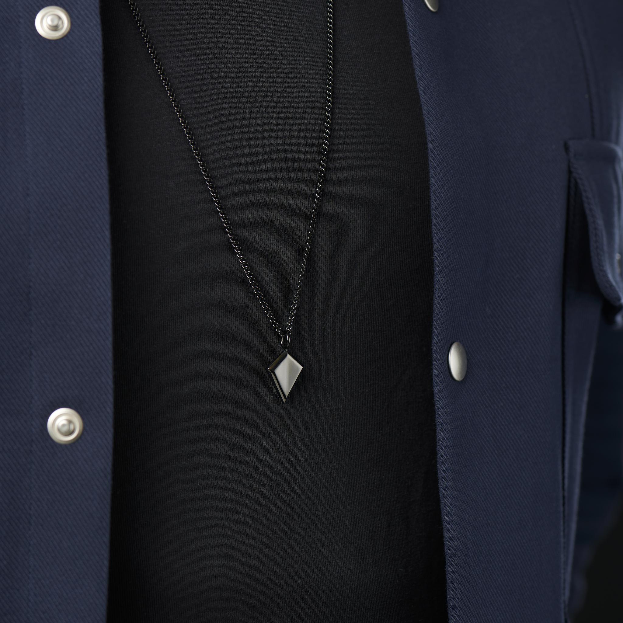 Triangular Chain Men Iconic | Black Stainless Steel Triangle Curb Chain Necklace | In stock ...