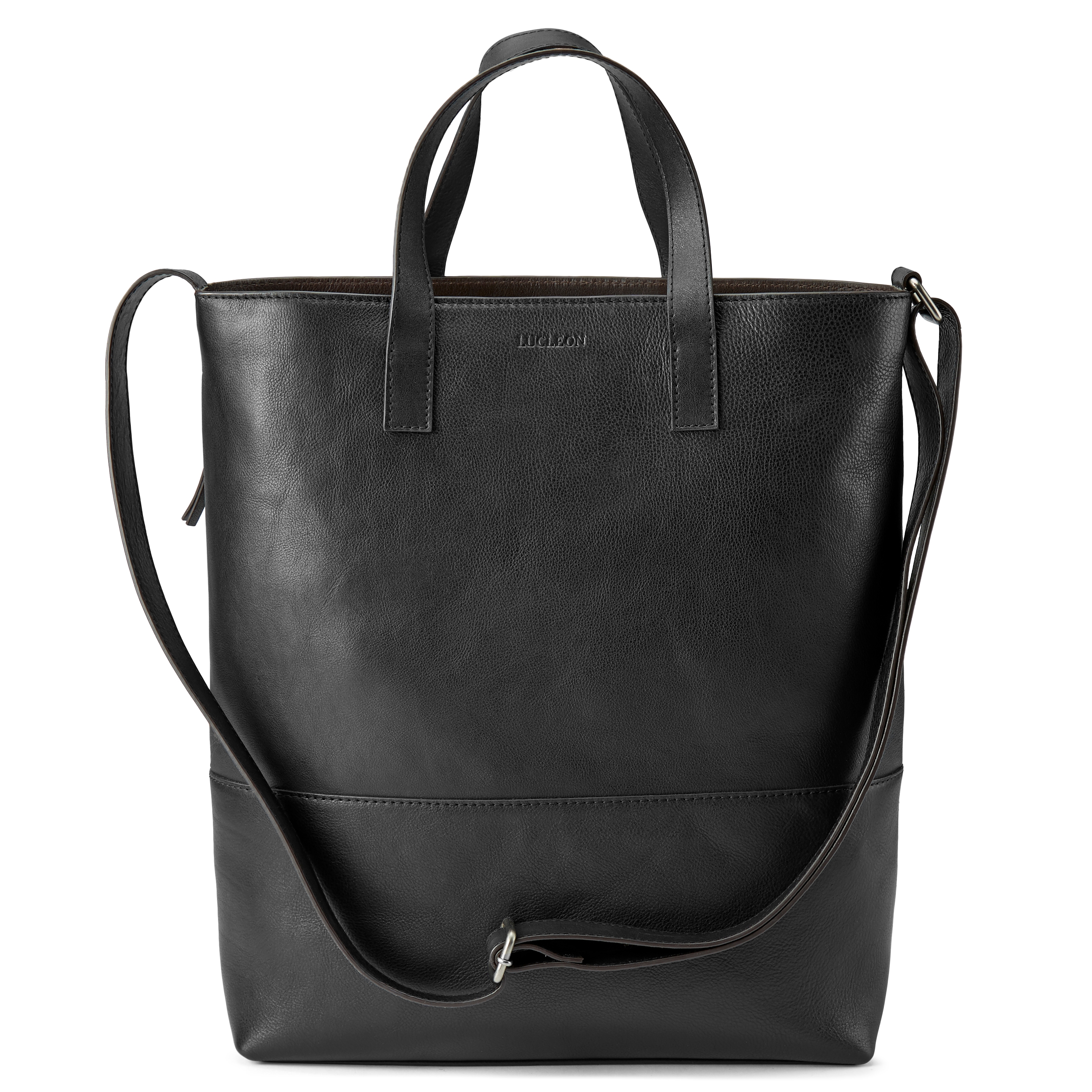 Borsa Lon in pelle nera e marrone scuro - 2