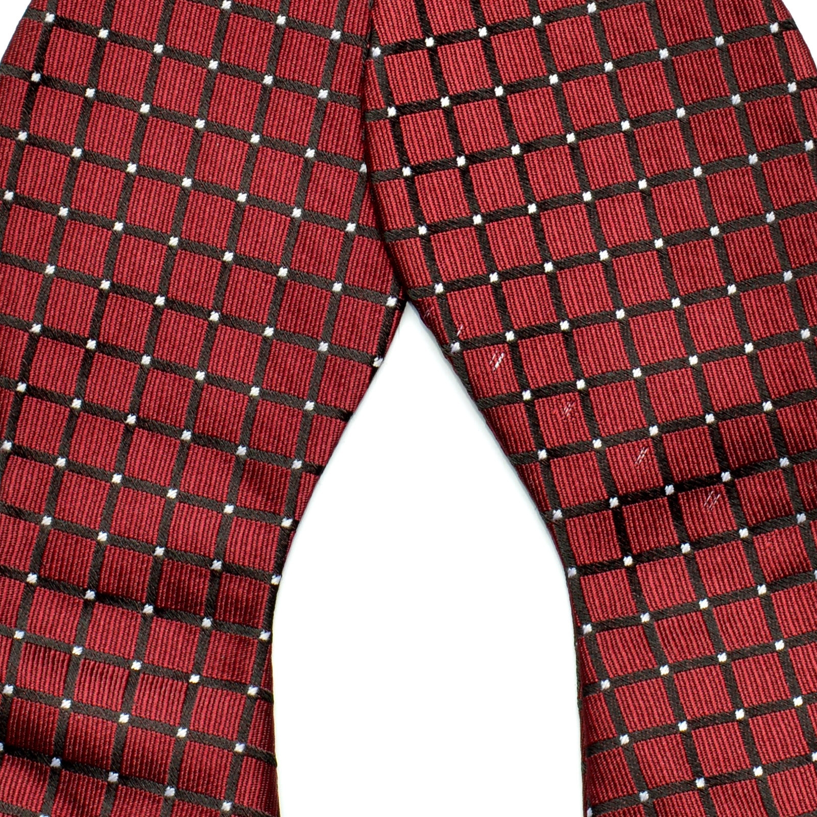 Bordeaux & Black Chequered Microfiber Self-Tie Bow Tie - 2