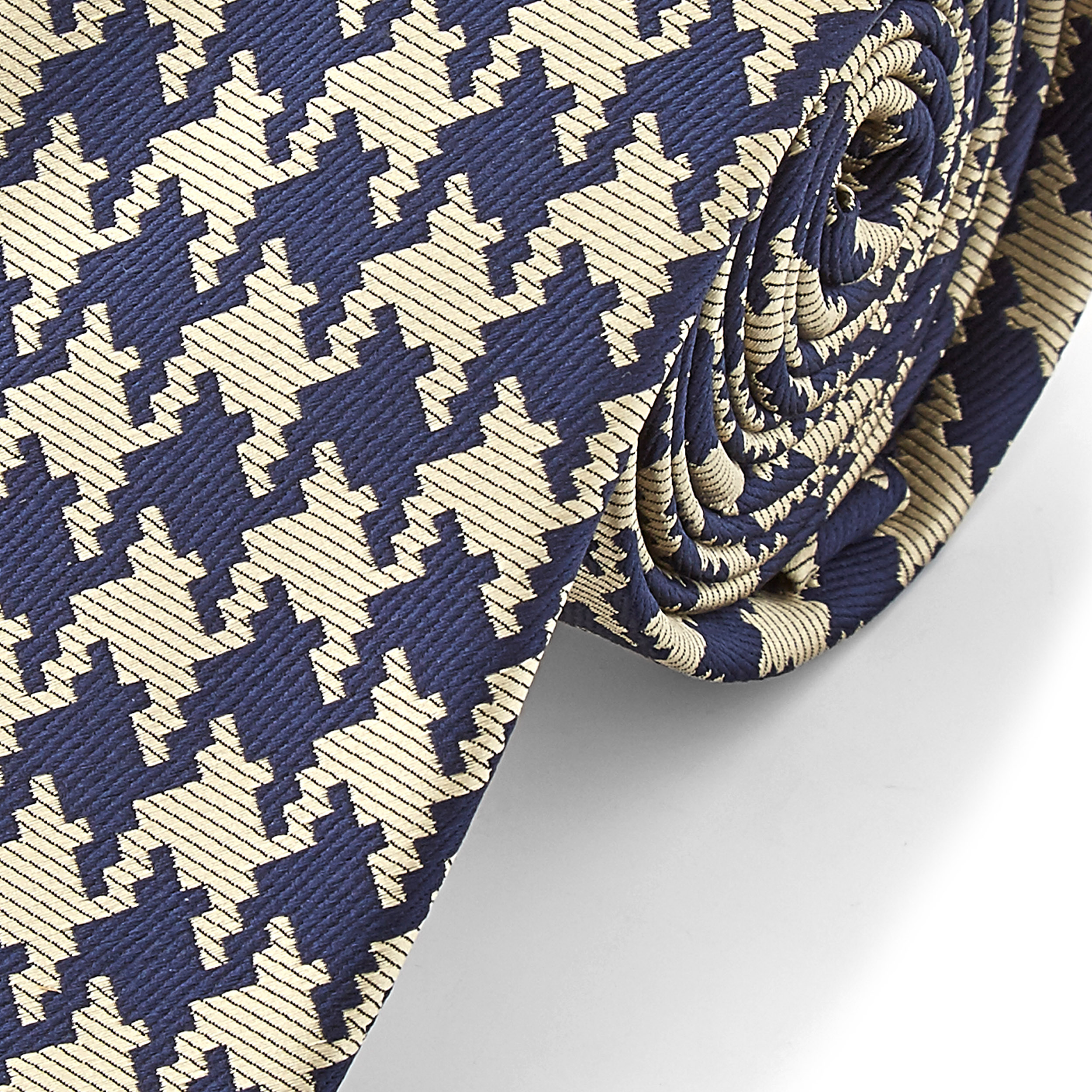 Blåt & Cremefarvet Tesseleret Slips - 2