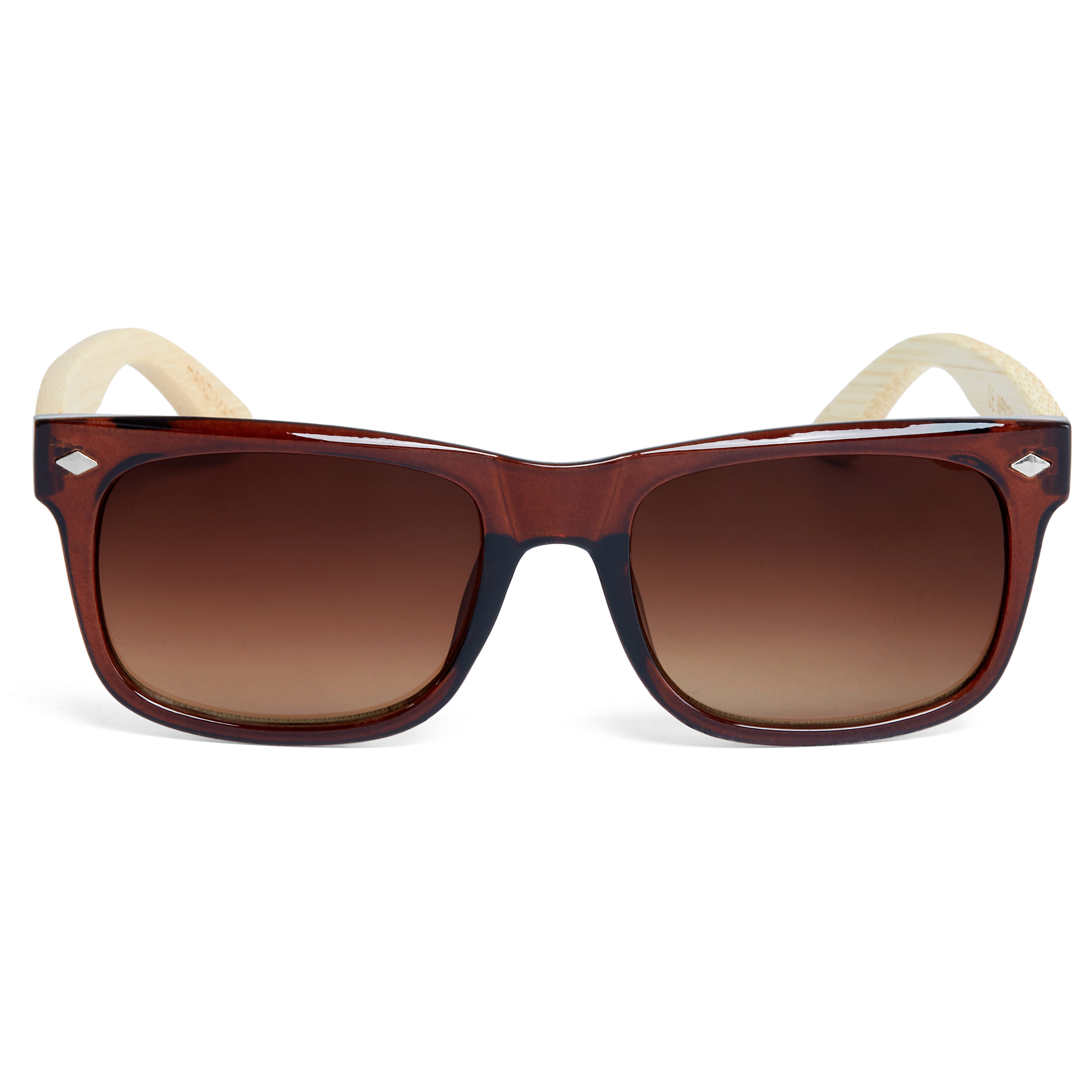 Brune Solbriller i Bambustræ - Graduerede Glas - 1