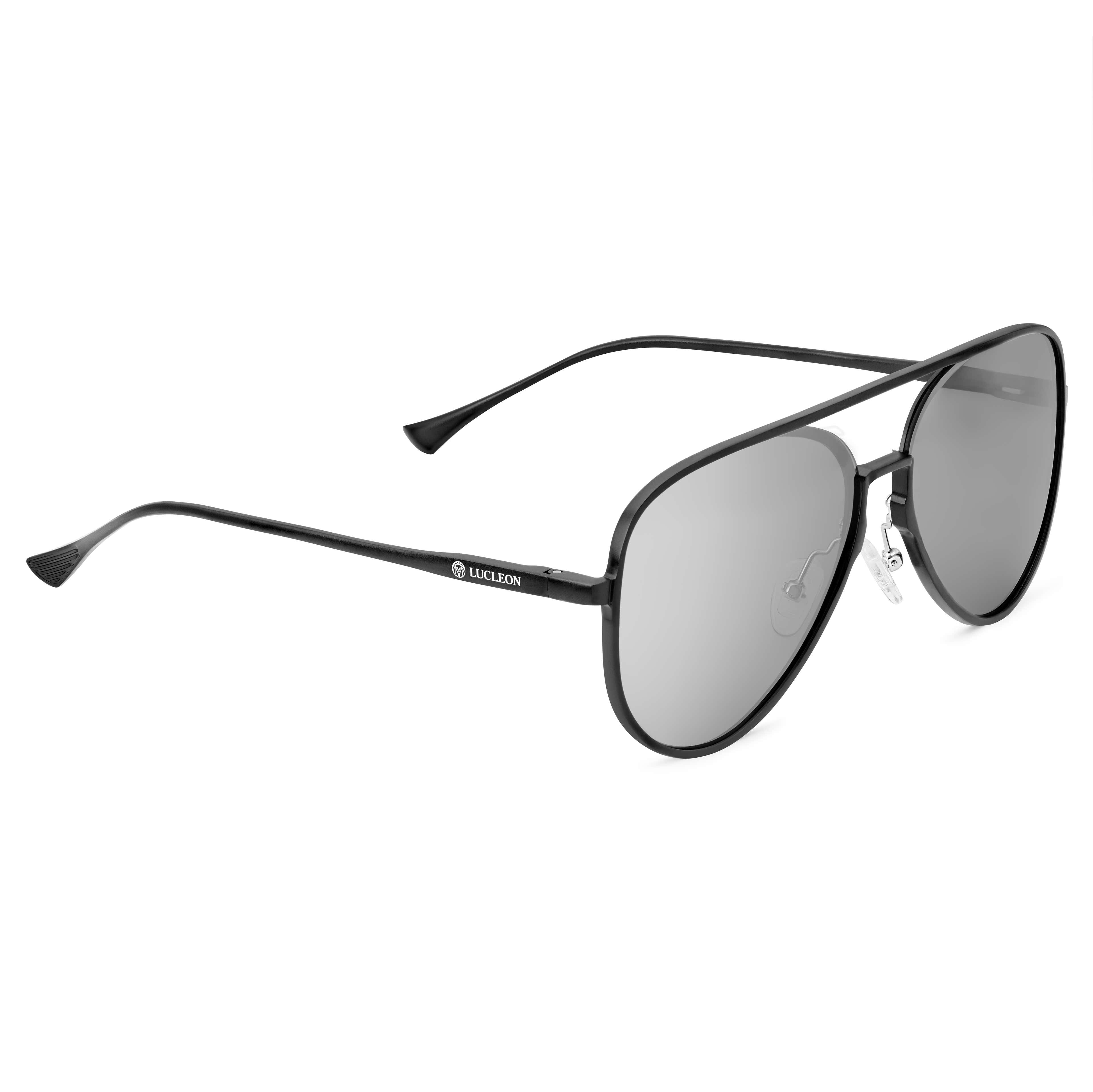 Black Mirror Polarised Aviator Sunglasses - 3 - gallery