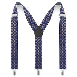 Berry Blue Floral Window Patterned Suspenders