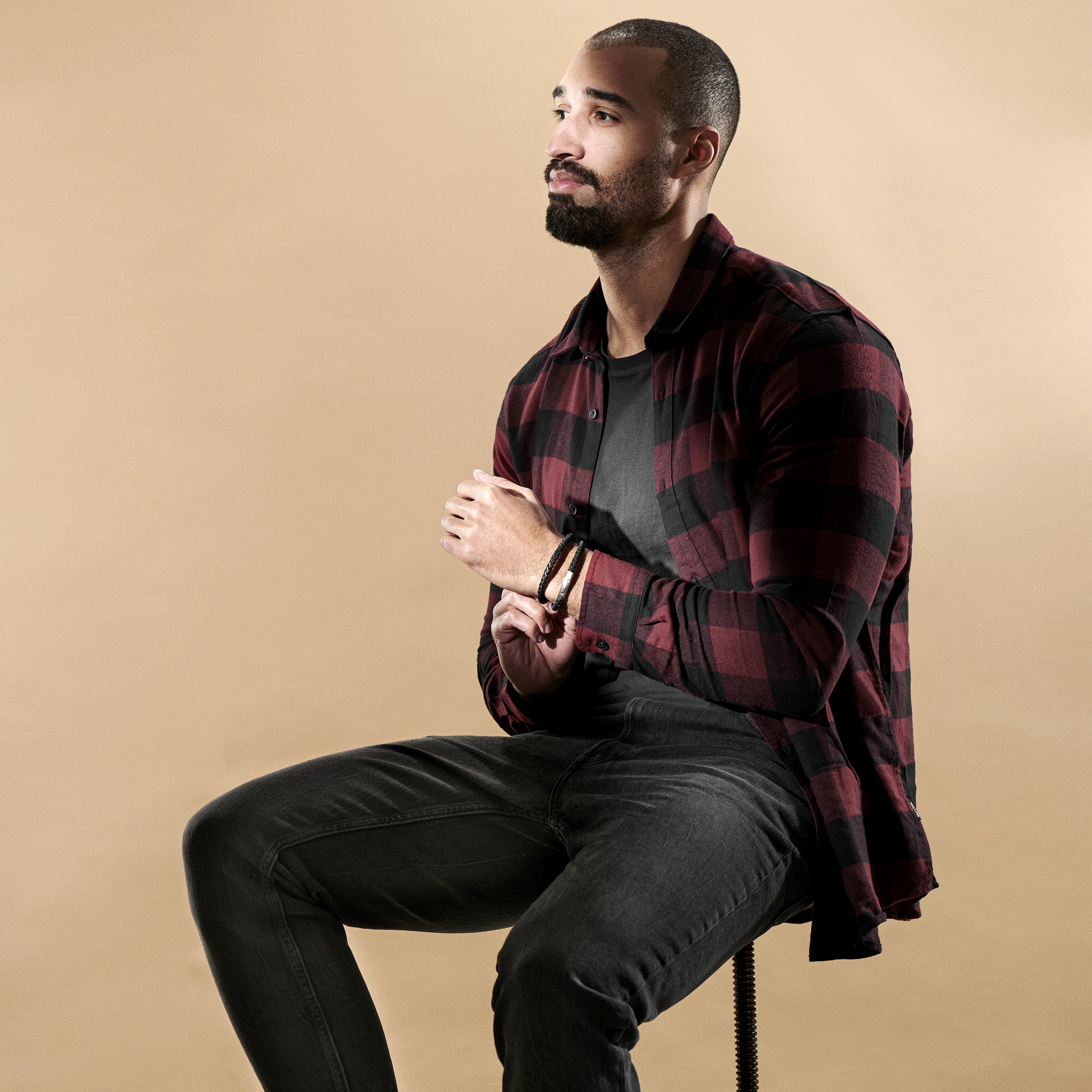 Collins 6 mm Svart Wraparound Läderarmband - 4