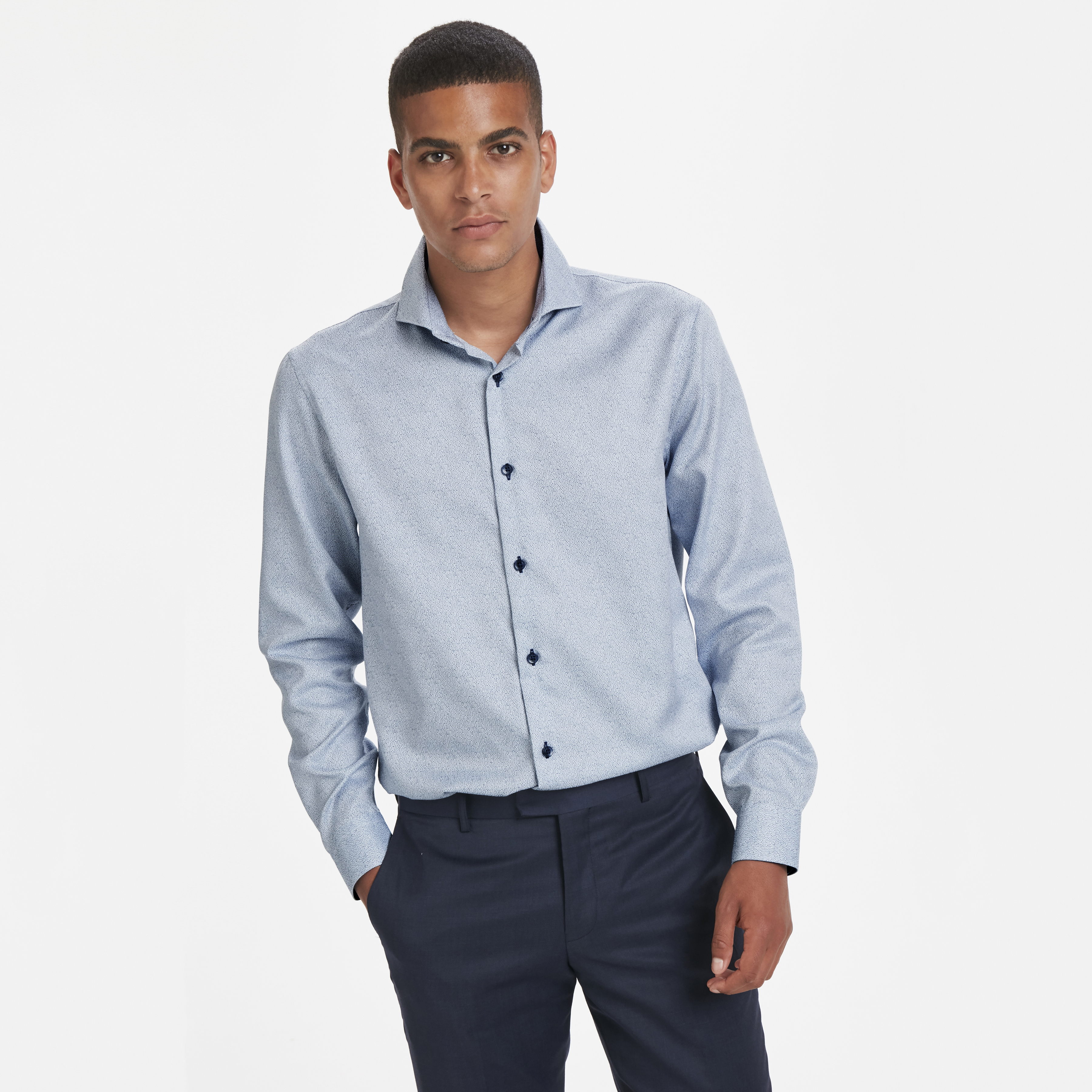 Trostol Gewassen Zakelijk Blauw Overhemd - 7