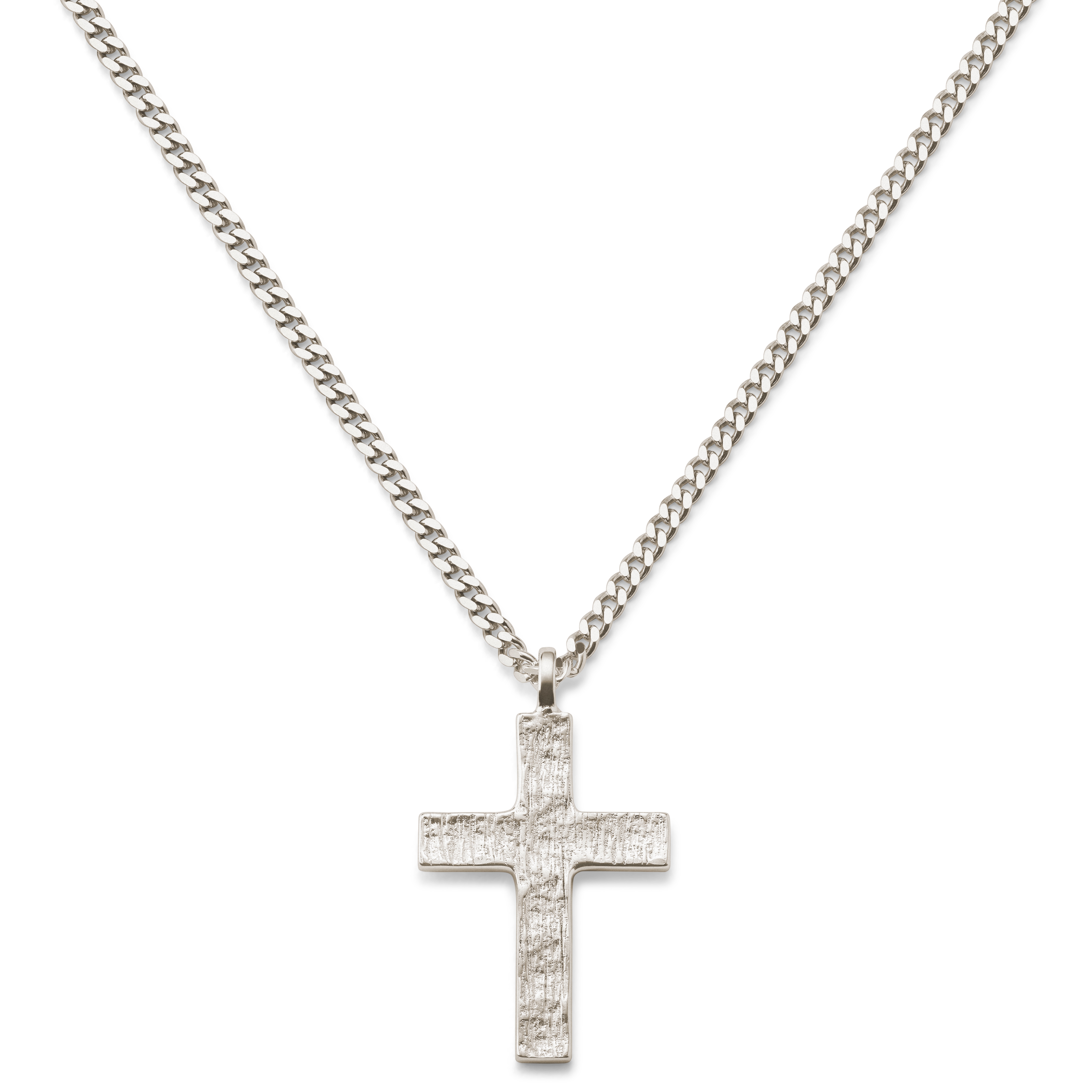 Rustic | Uncoated Raw 925 Sterling Silver Cross Necklace