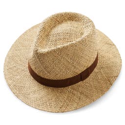 Cappello Panama in paglia naturale con nastro marrone