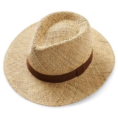Natural Straw Panama Hat with Brown Ribbon Natural Straw Panama Hat with Brown Ribbon