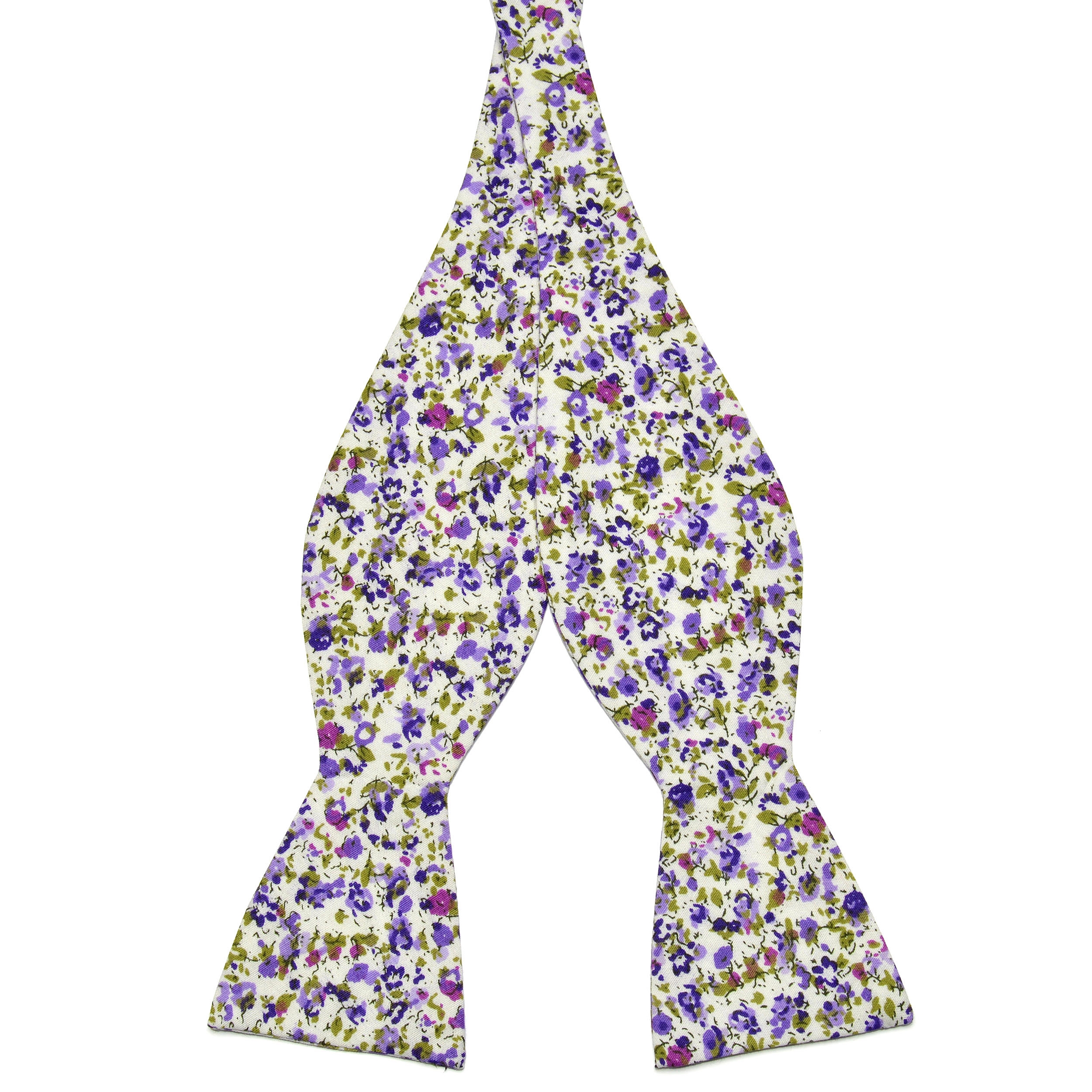 Klasyczna bawełniana muszka w fioletowe kwiaty  - 1