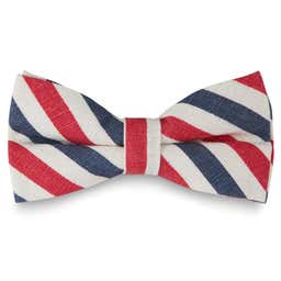 Red & Blue Striped Pre-Tied Bow Tie