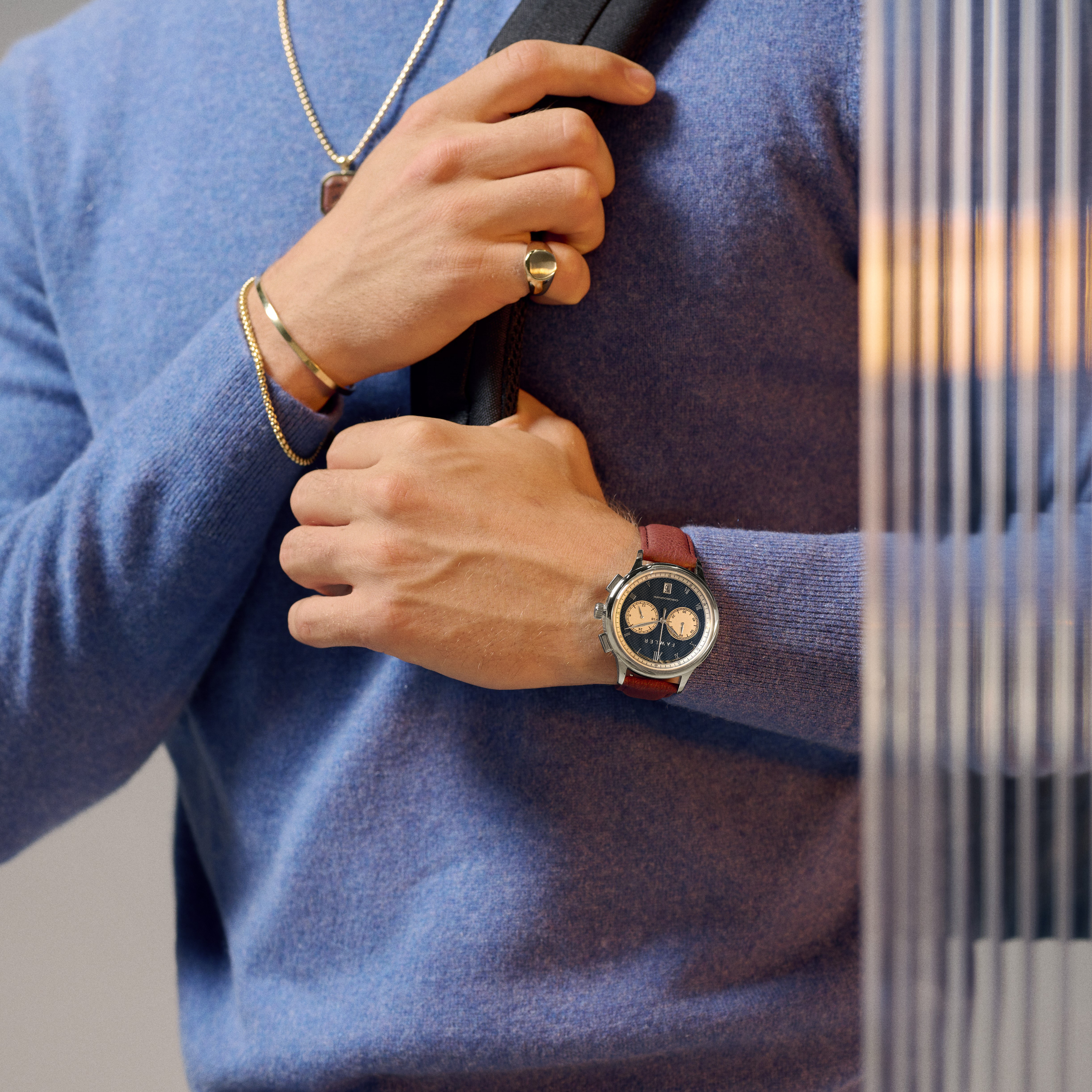 Cicero | Blå Vintage Kronograf Ur - 2